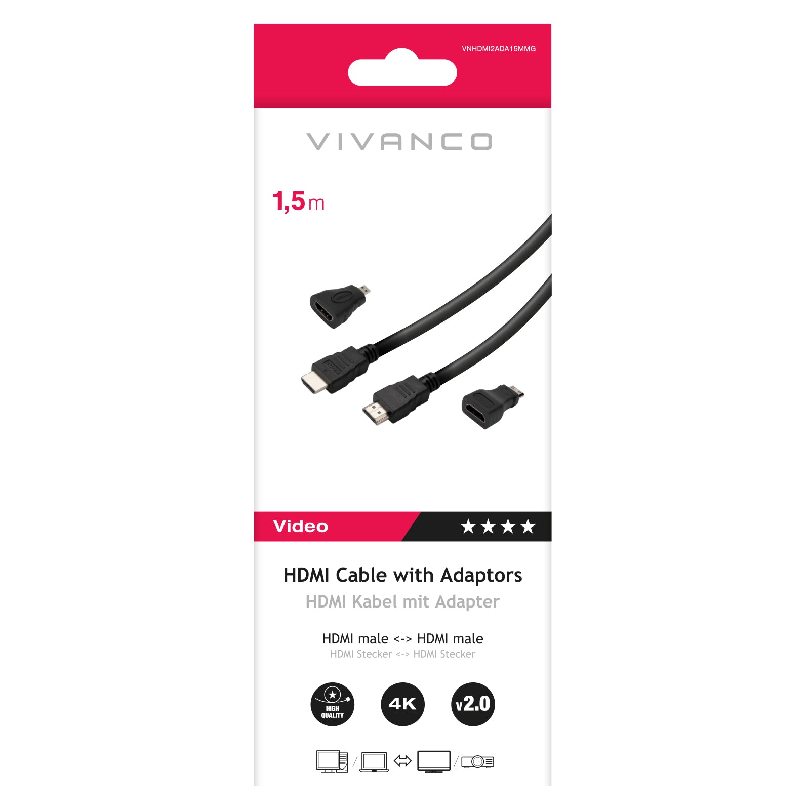 Cavo HDMI 2.0, 1,5m