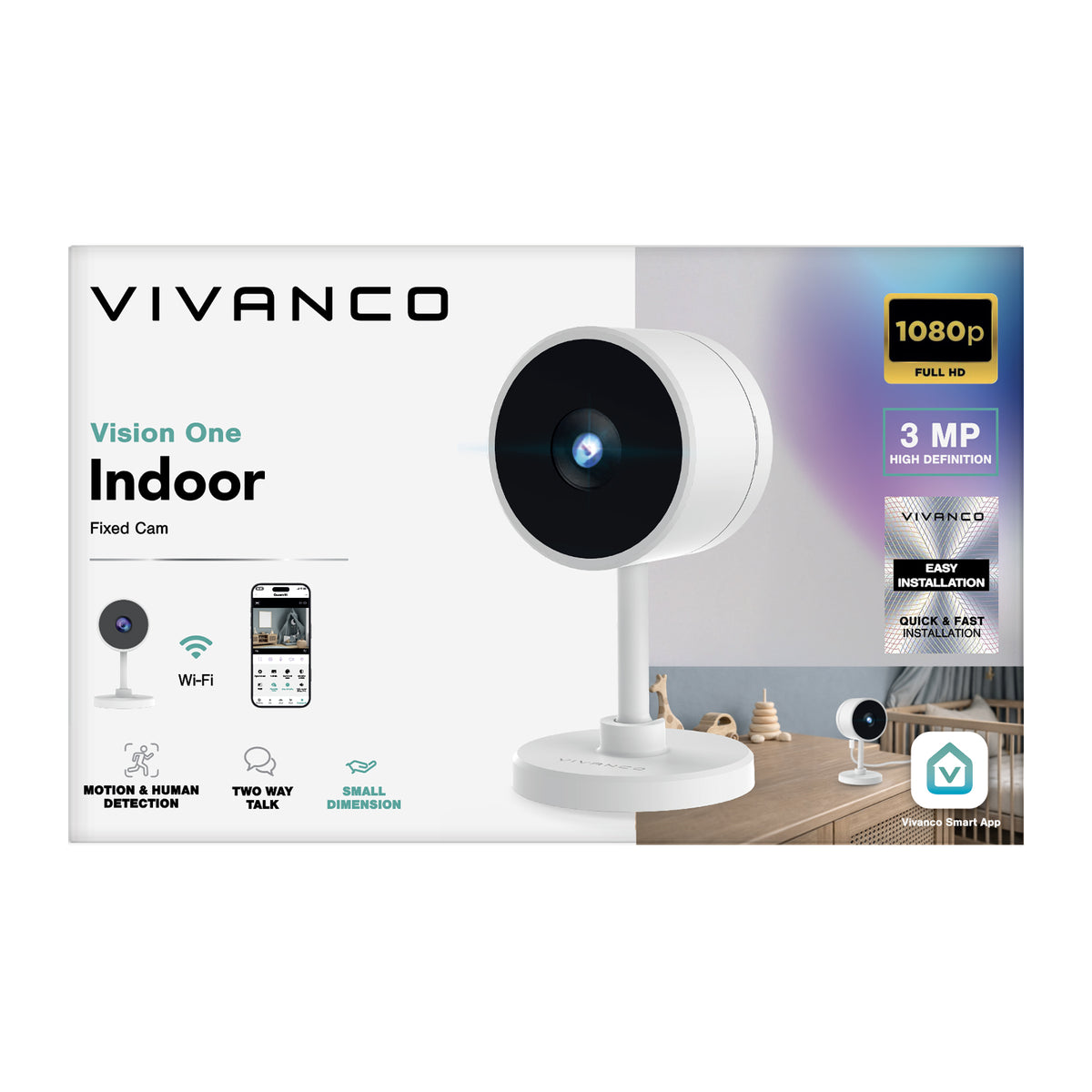 Compact fixed indoor security camera