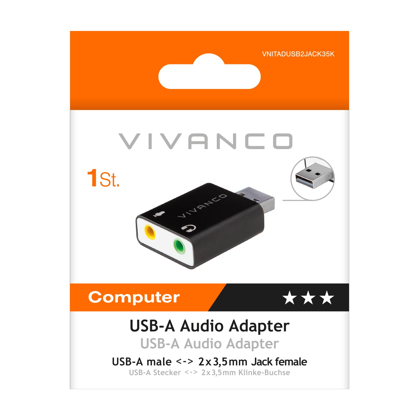 Adattatore USB-A maschio a Jack microfono e Jack cuffie