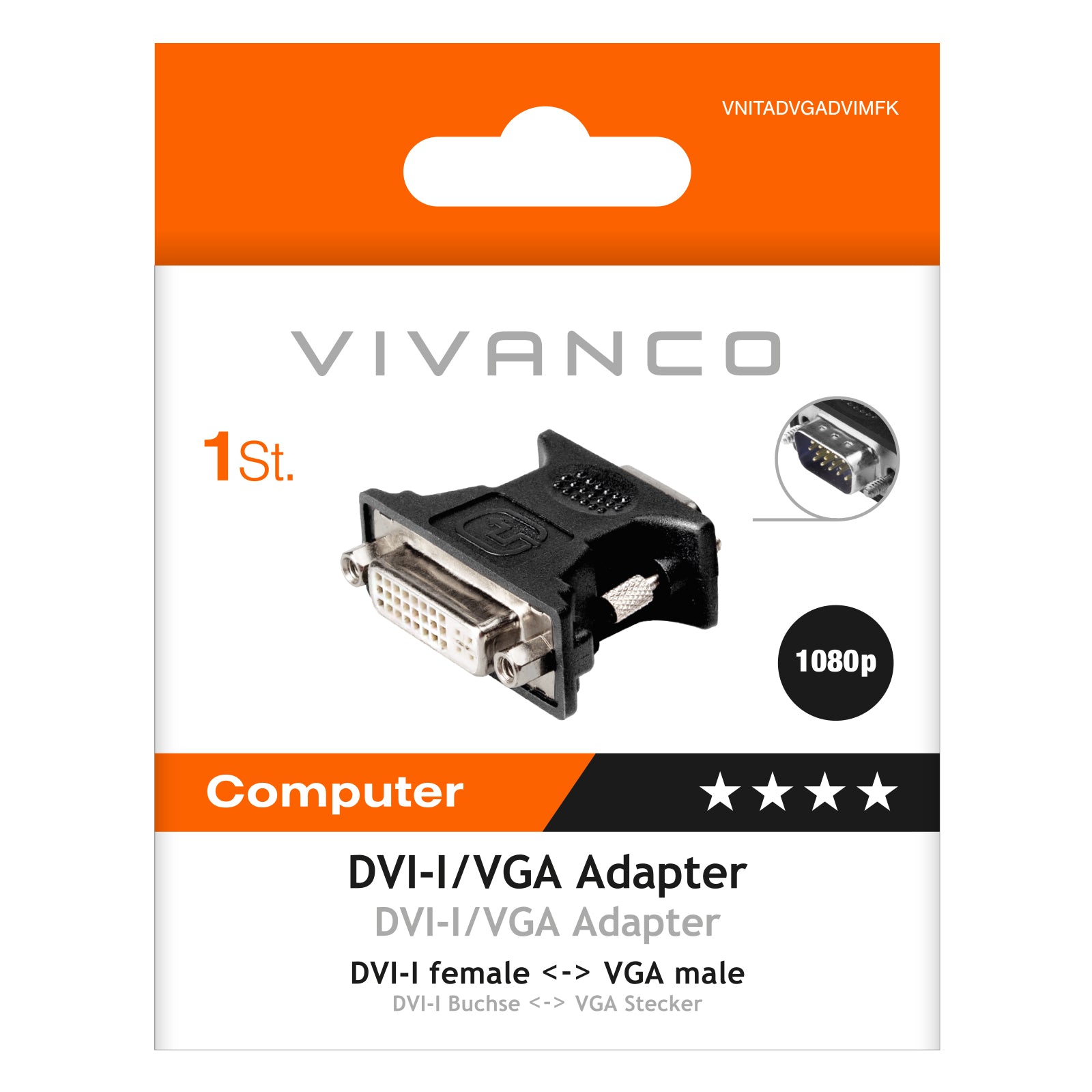 Adattatore DVI-I/VGA connettore f-m compatibile monitor e proiettori