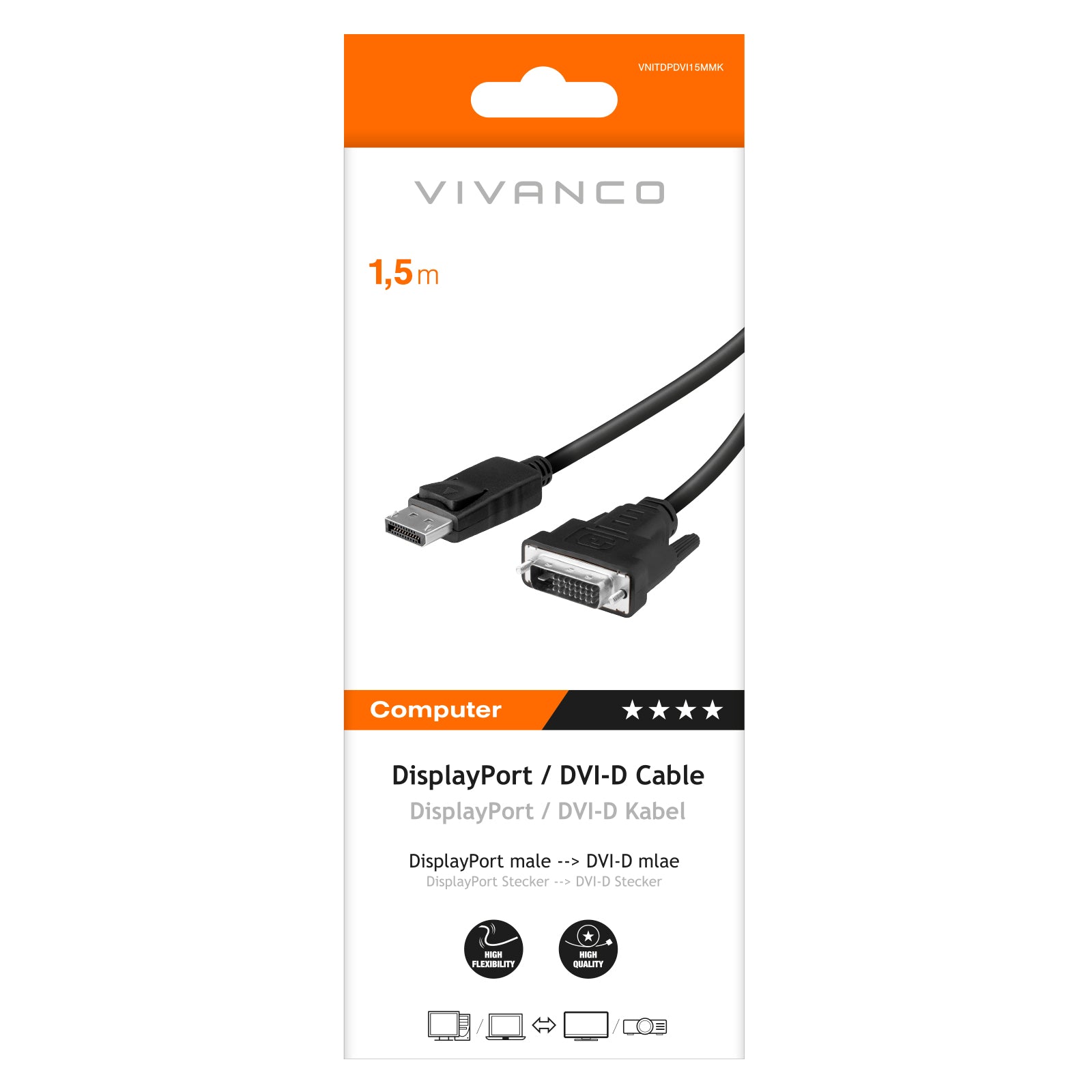 Cable DisplayPort/DVI-D 2.0