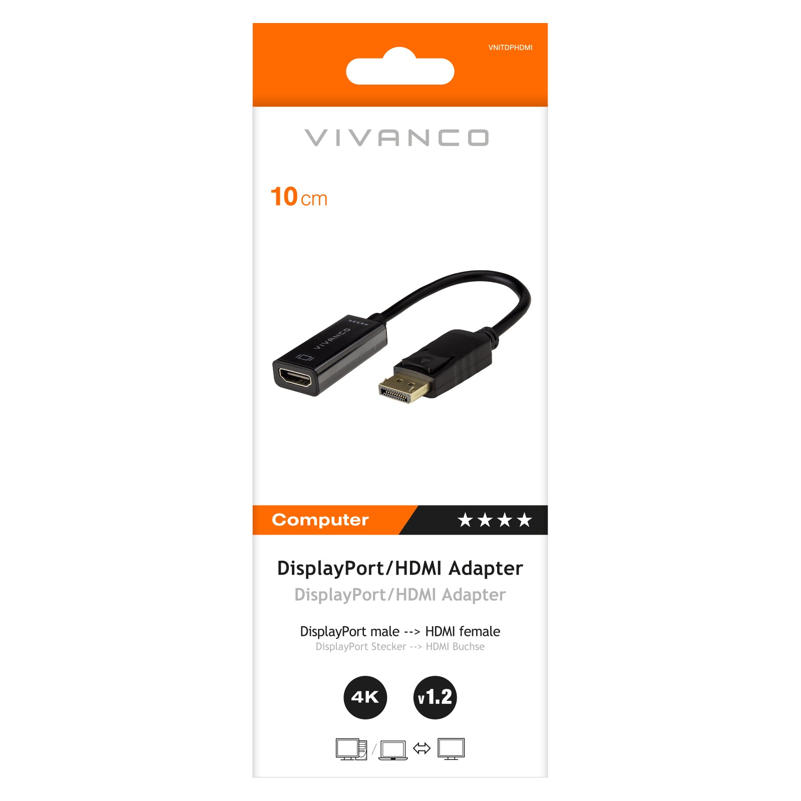 Adattatore DisplayPort a HDMI maschio-femmina 0,1m alta qualità compatibile 4k