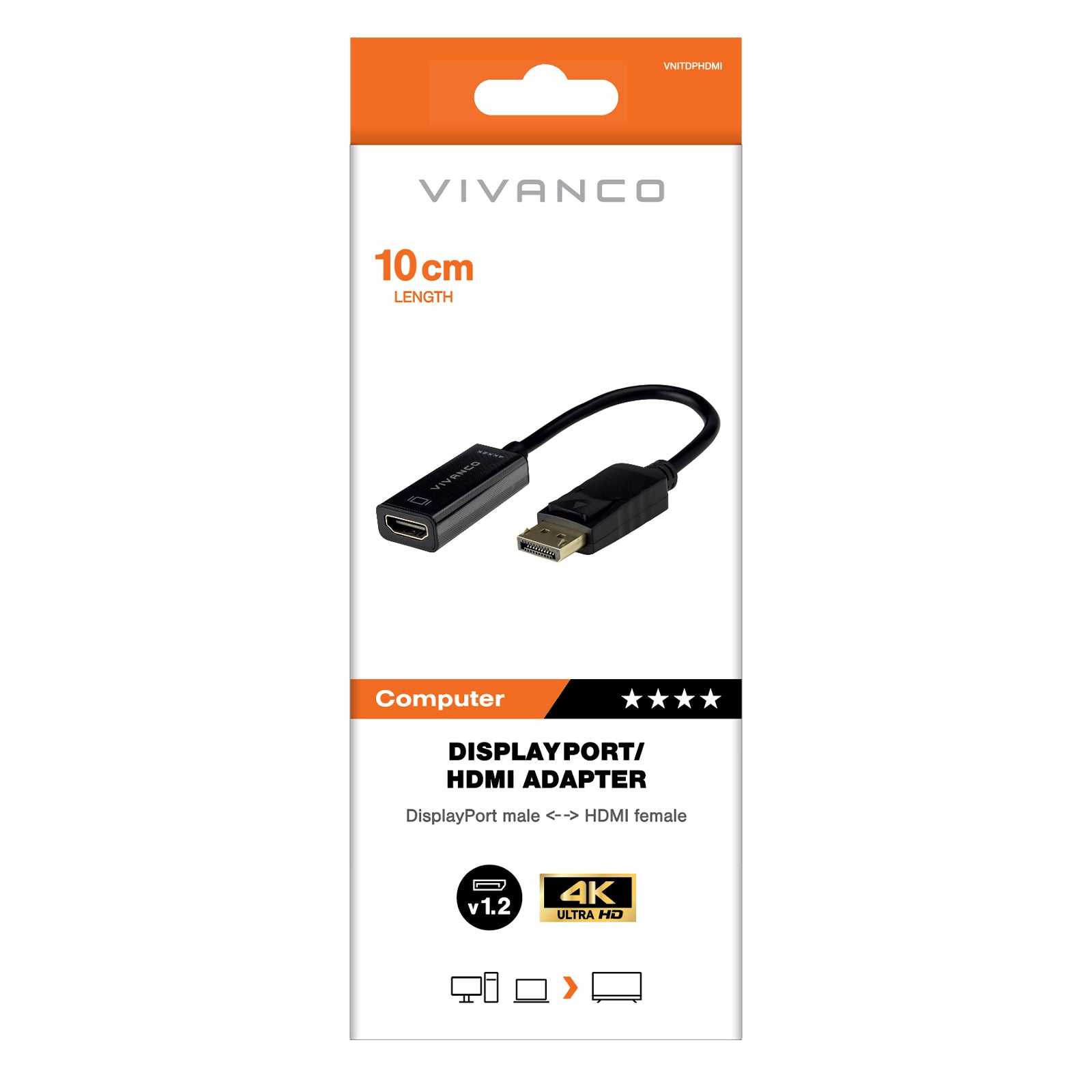 Hochwertiger 0,1 m DisplayPort-auf-HDMI-Adapter, Stecker auf Buchse, kompatibel mit 4K
