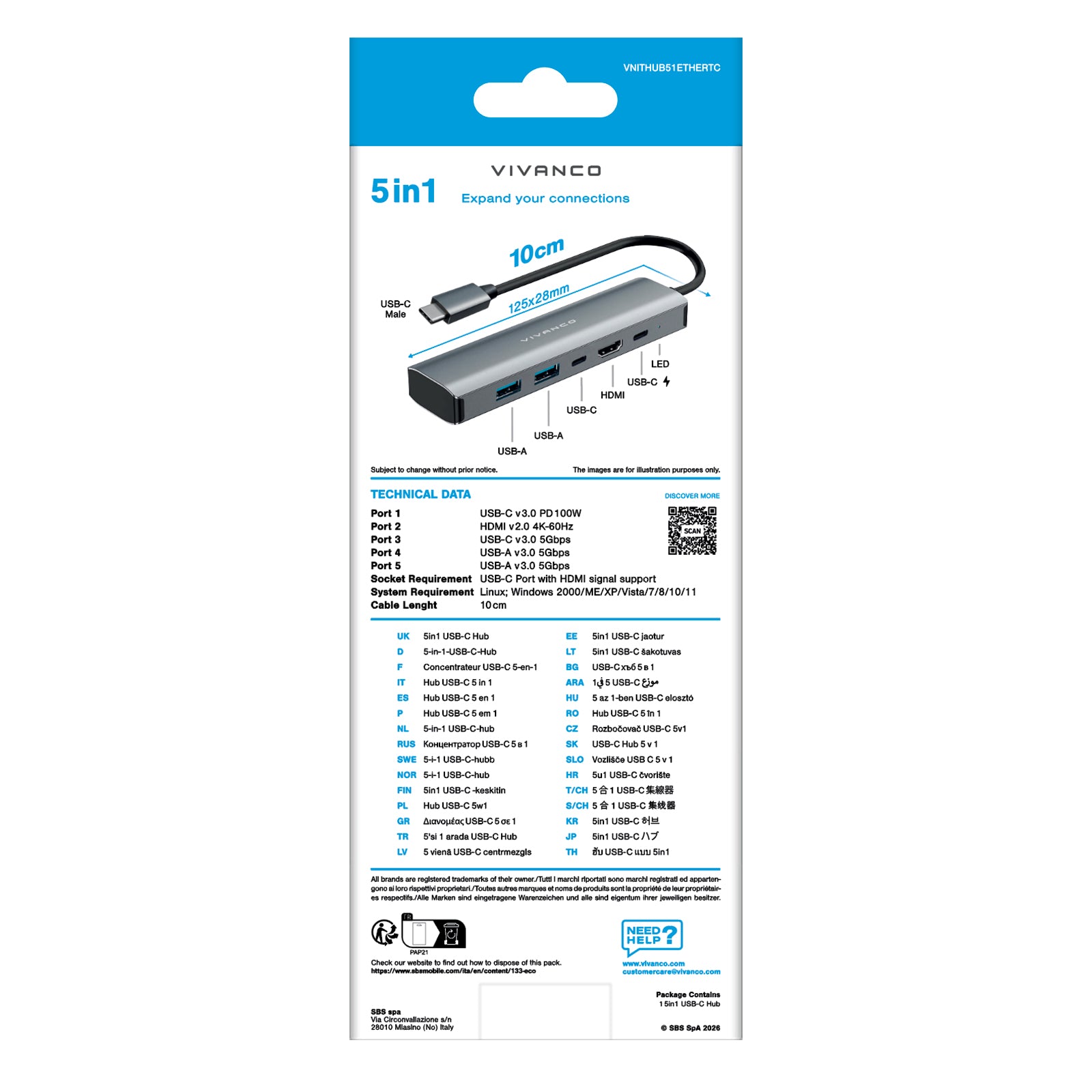 Hub USB-C 5 en 1 avec HDMI 4K 60 Hz
