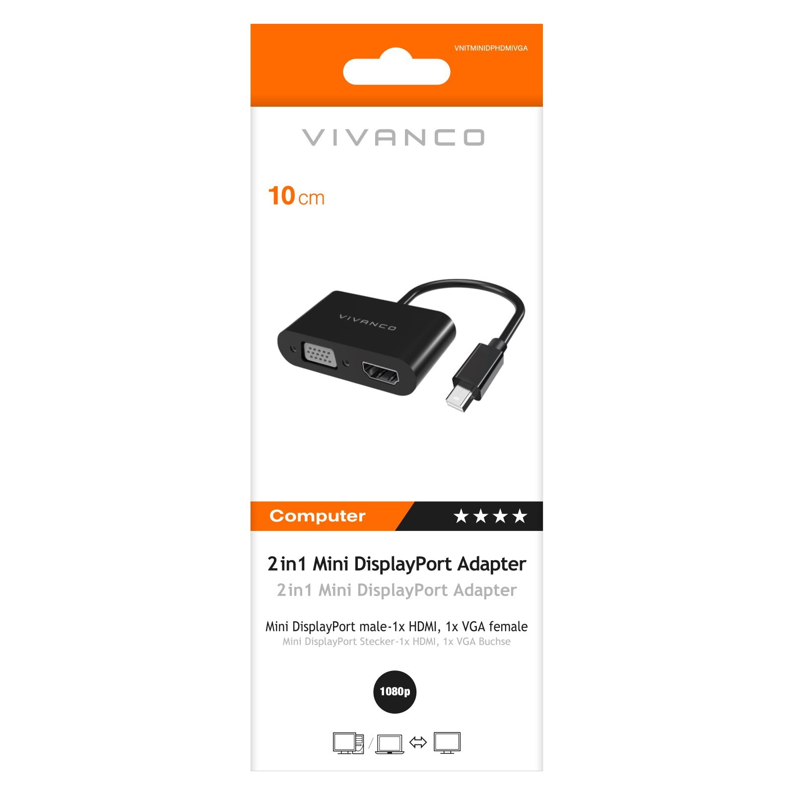 Mini DisplayPort/DisplayPort-Adapter, 0,1 m