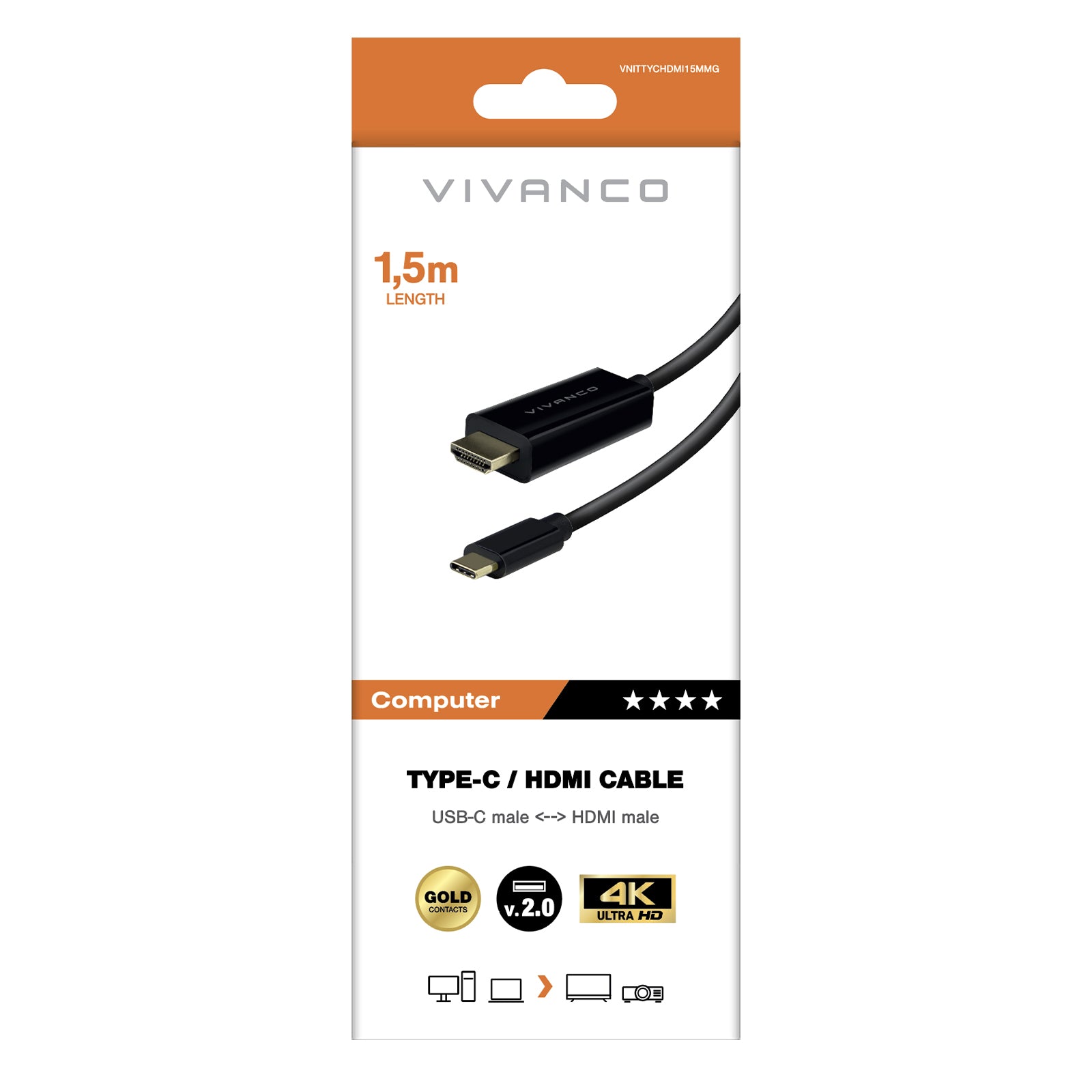 Cavo USB-C HDMI con connettori placcati oro