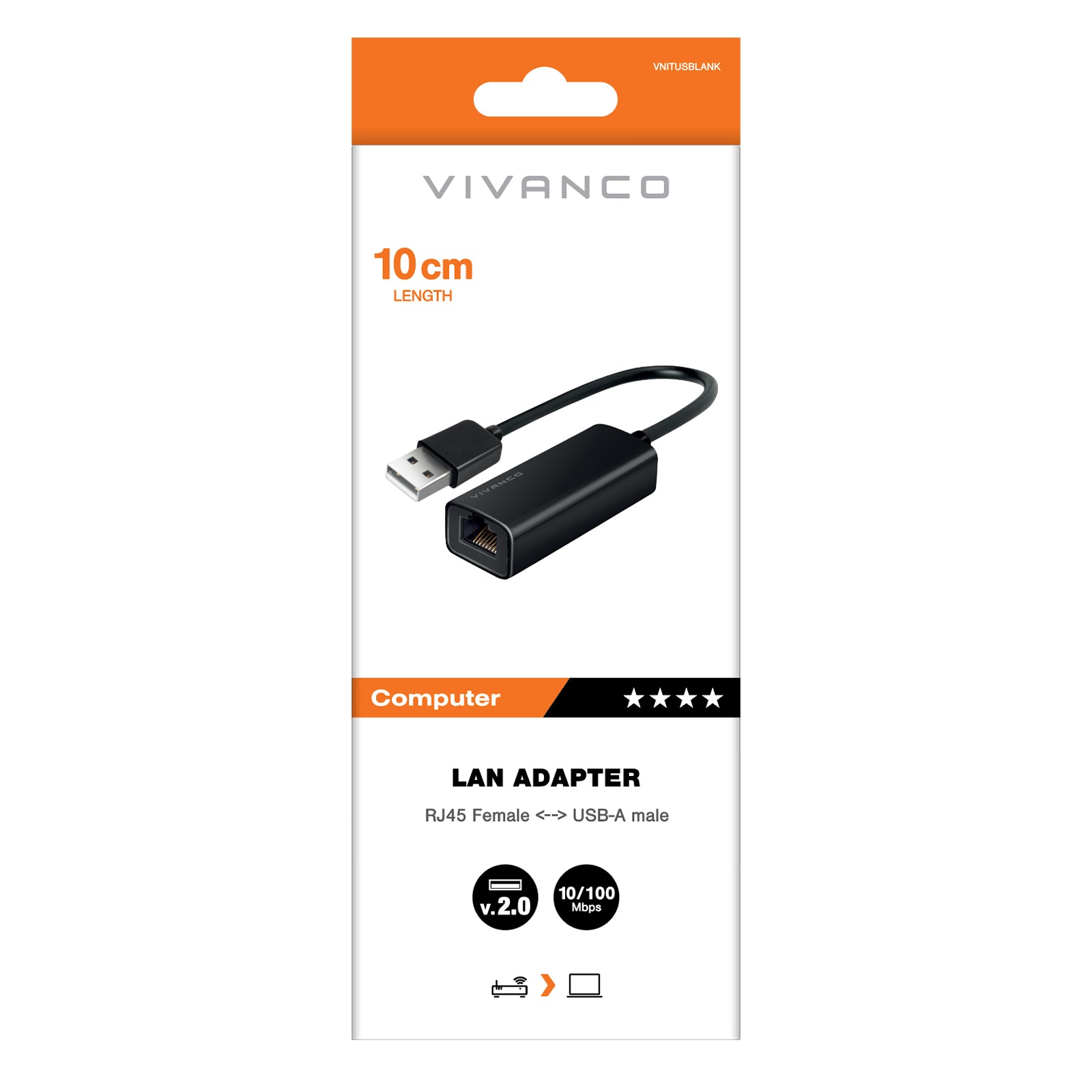 Kompakter USB-A LAN-Adapter 0,10 m