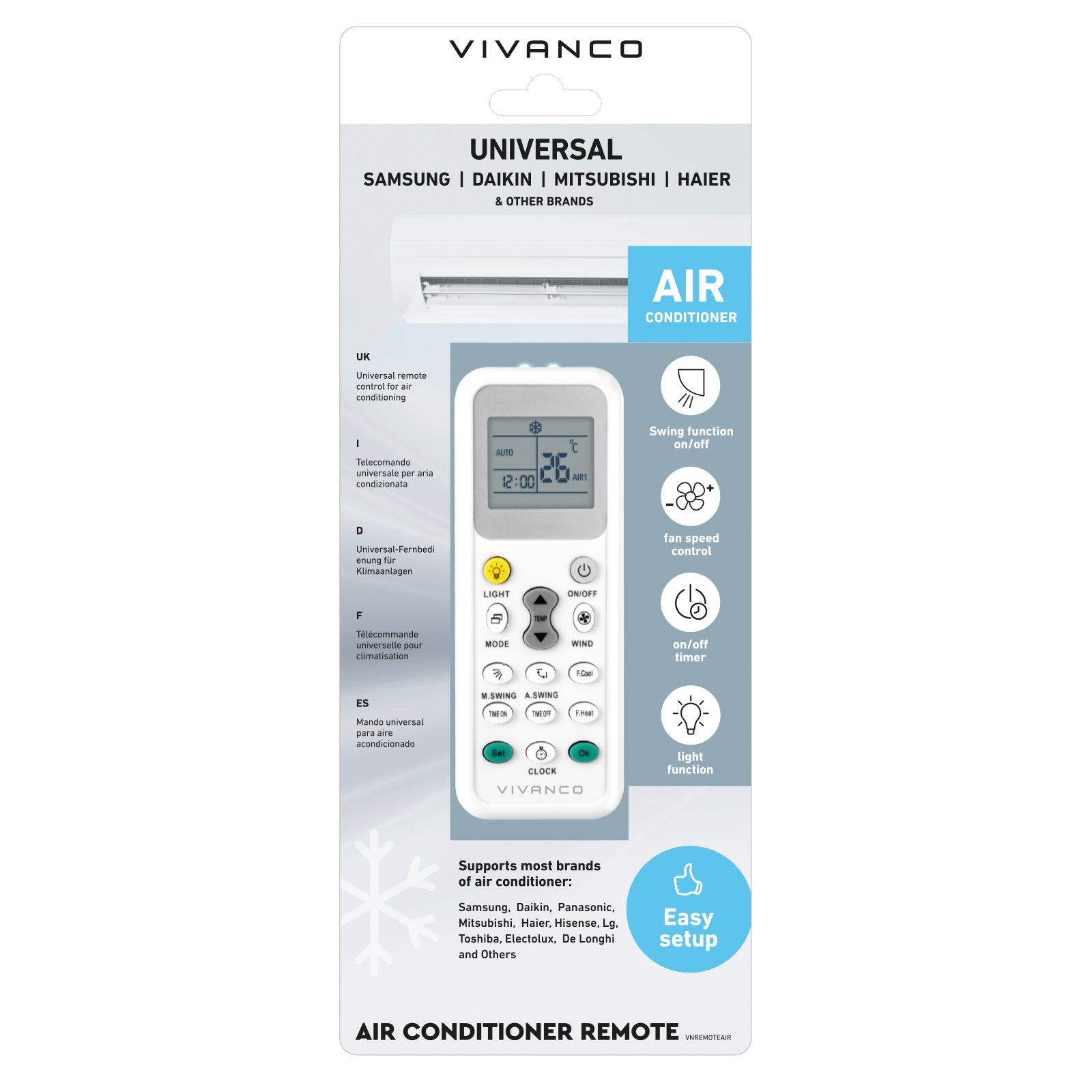 Universal remote control for air conditioners