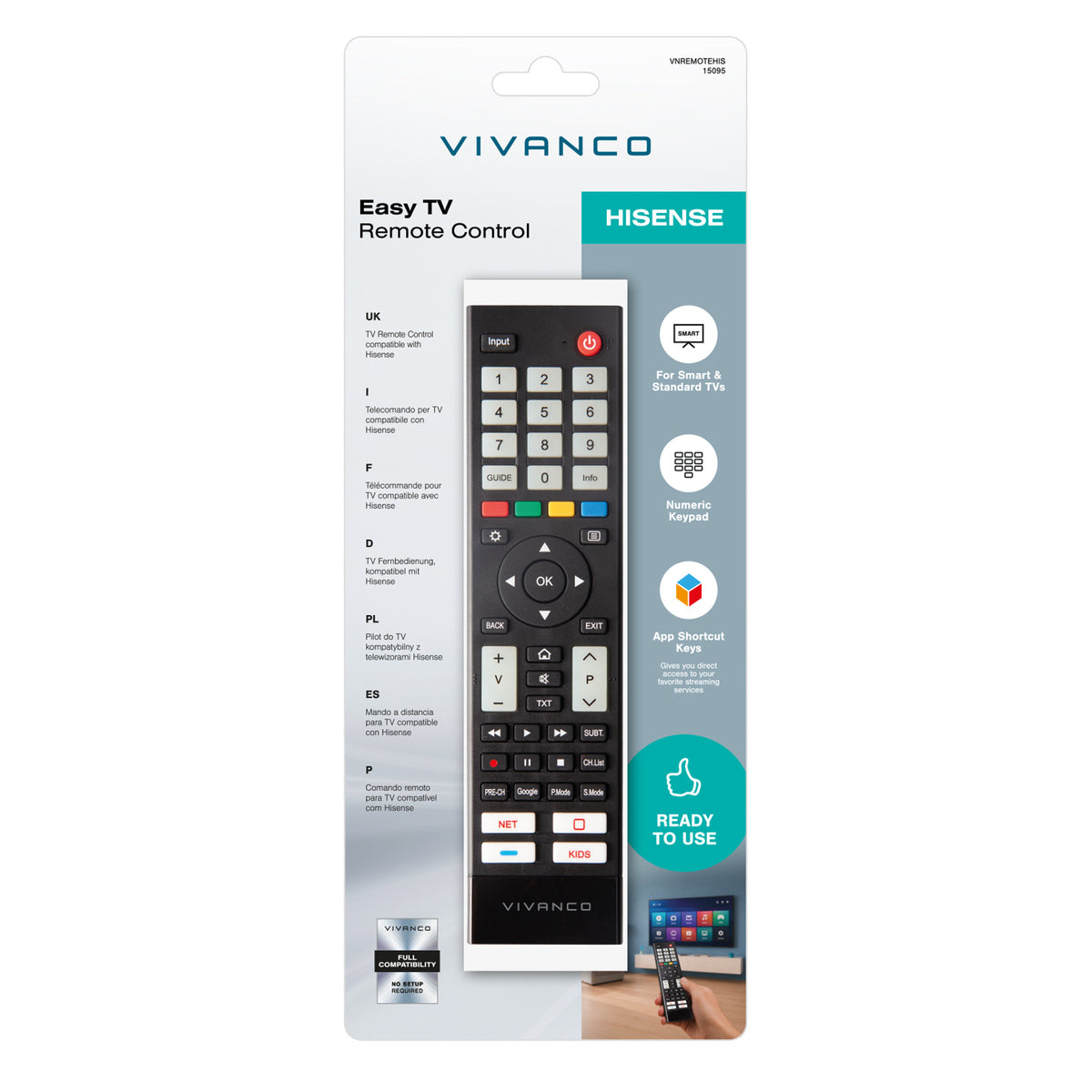Control remoto para televisores Hisense y Smart TV
