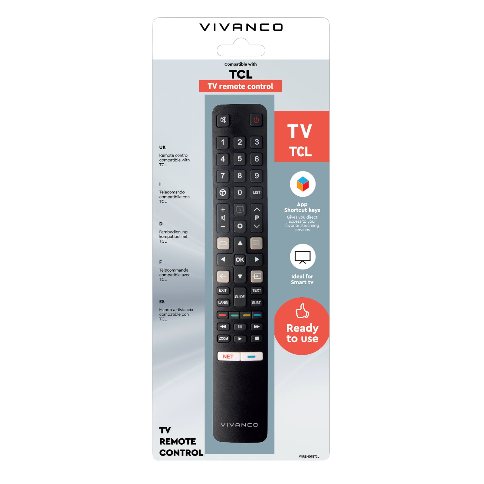 Remote control for TCL TVs and Smart TVs