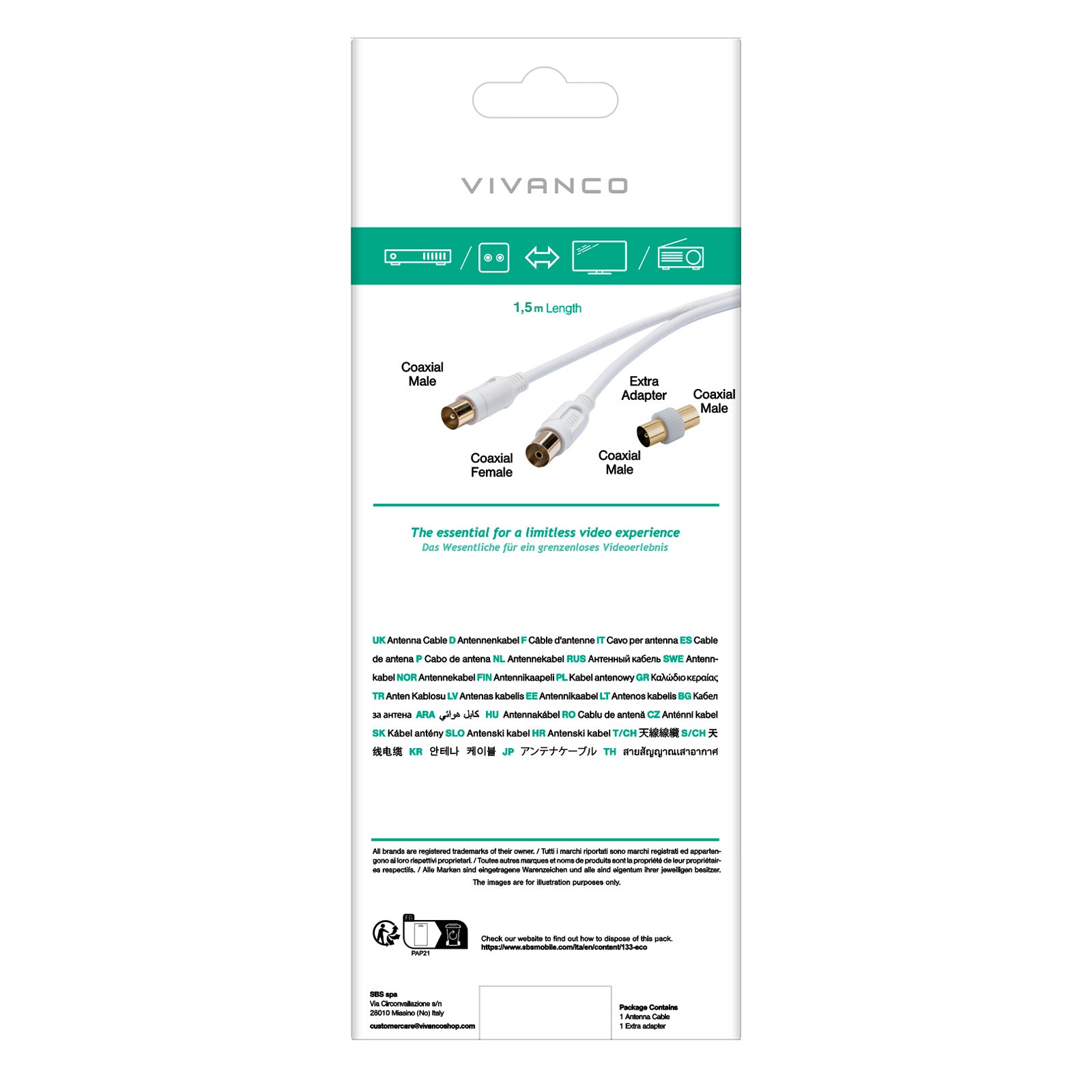 Cavo coassiale per antenna in ferrite, 90dB