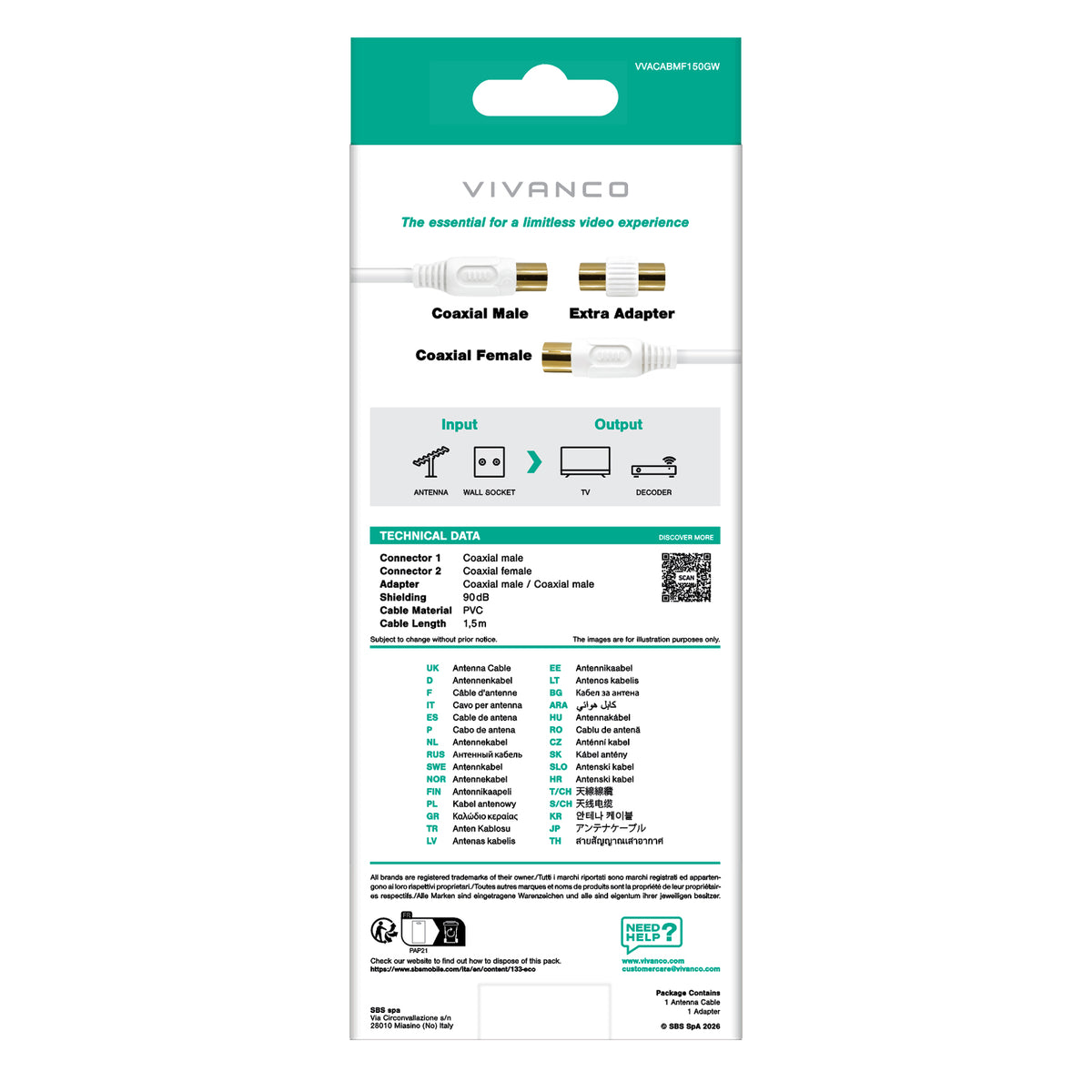 Ferrite Coaxial Antenna Cable, 90dB