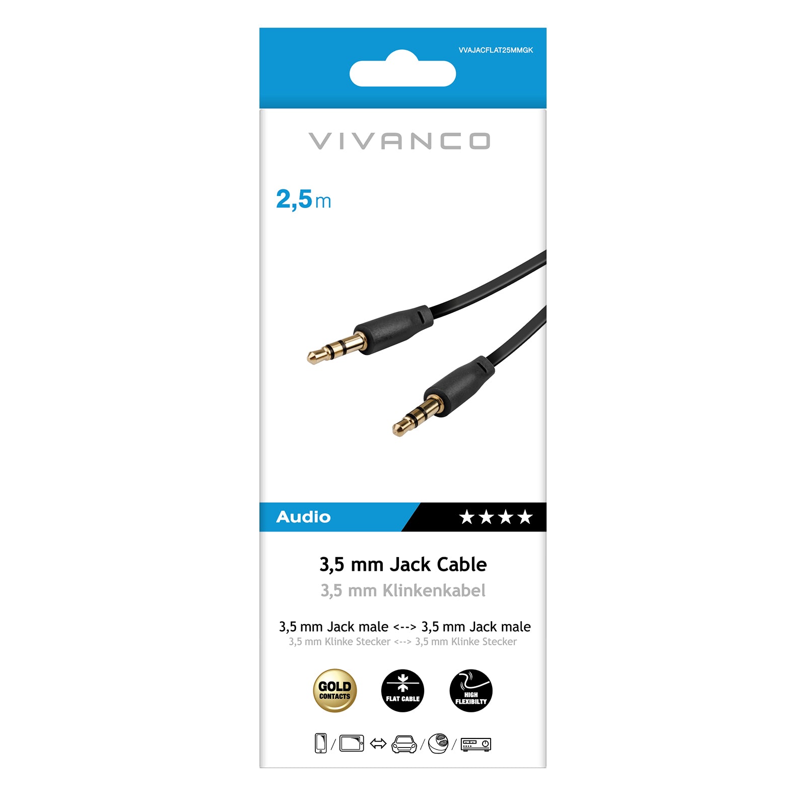 Cavo audio Jack 3,5 mm maschio - maschio