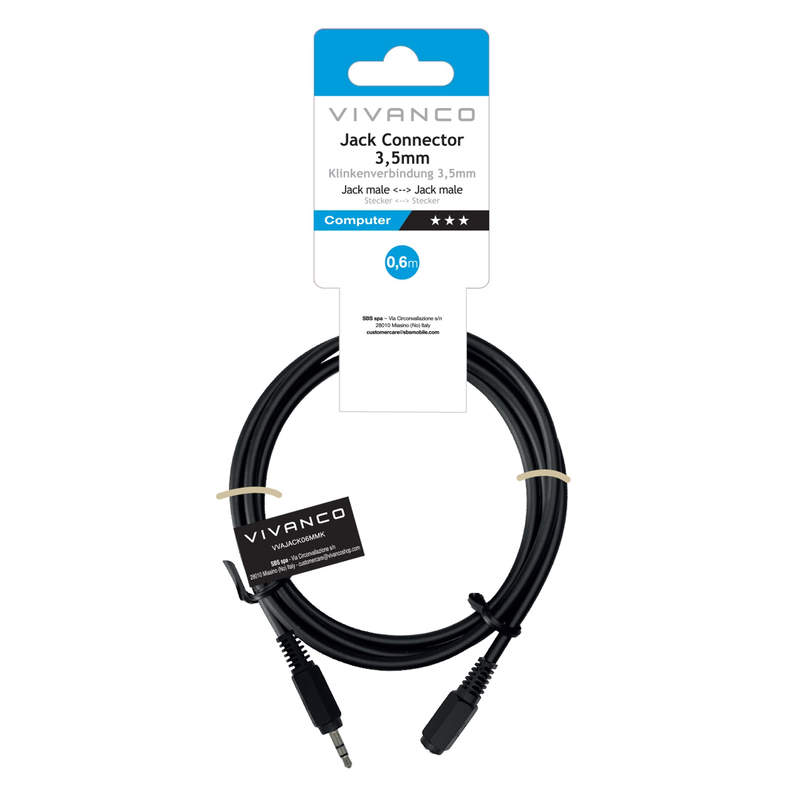 Cavo audio Jack 3,5 mm maschio - maschio