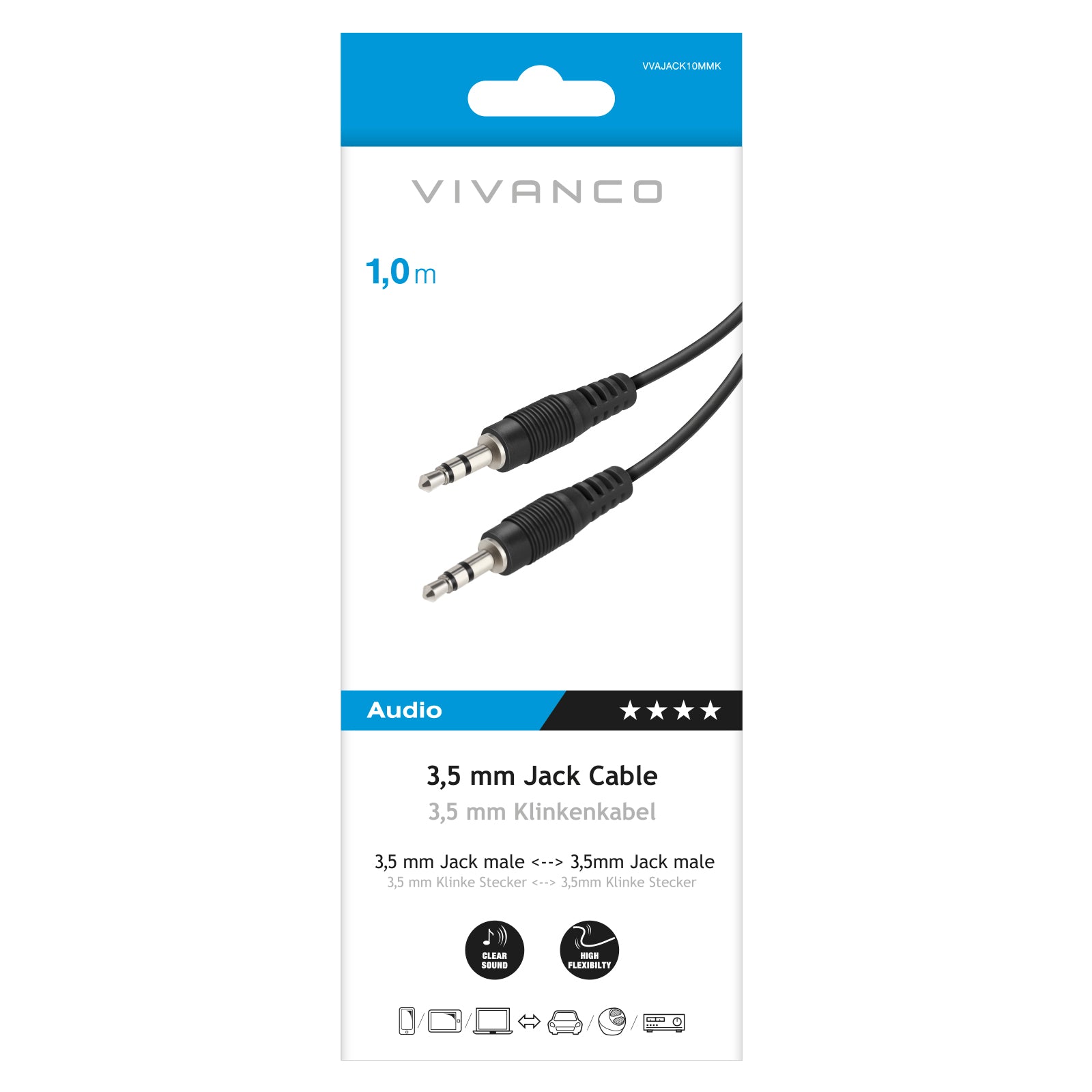 Cavo audio Jack 3,5 mm maschio - maschio