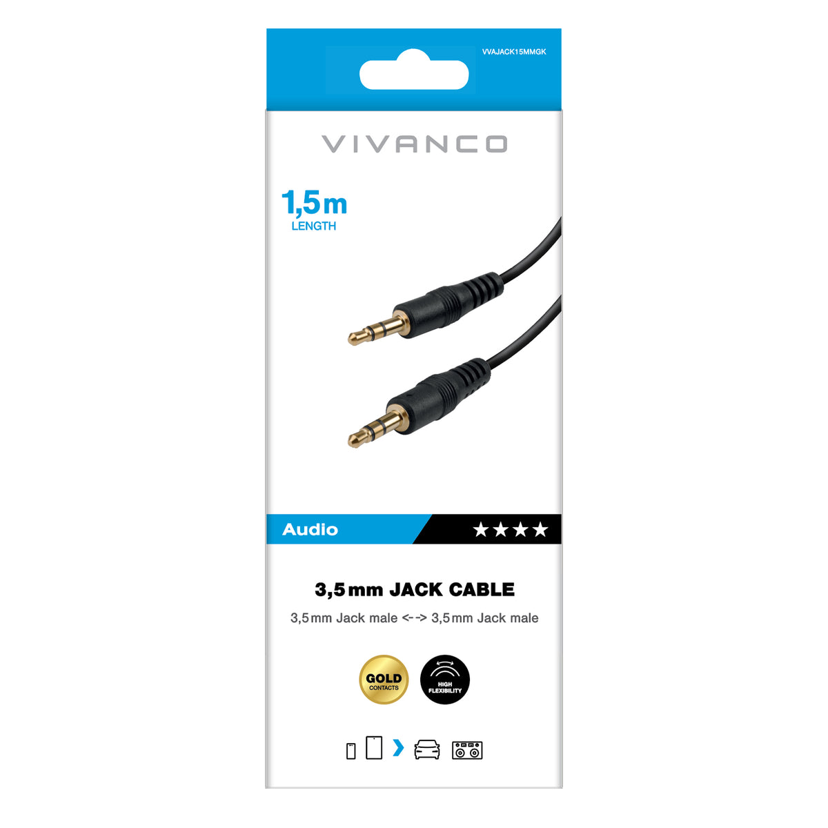 Câble audio jack 3,5 mm mâle vers jack mâle