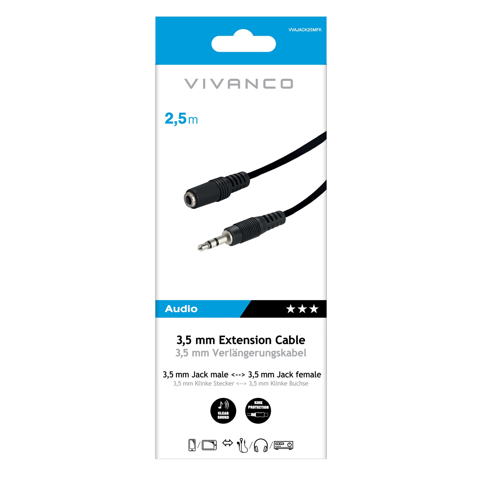 Cavo audio Jack 3,5 mm maschio - femmina