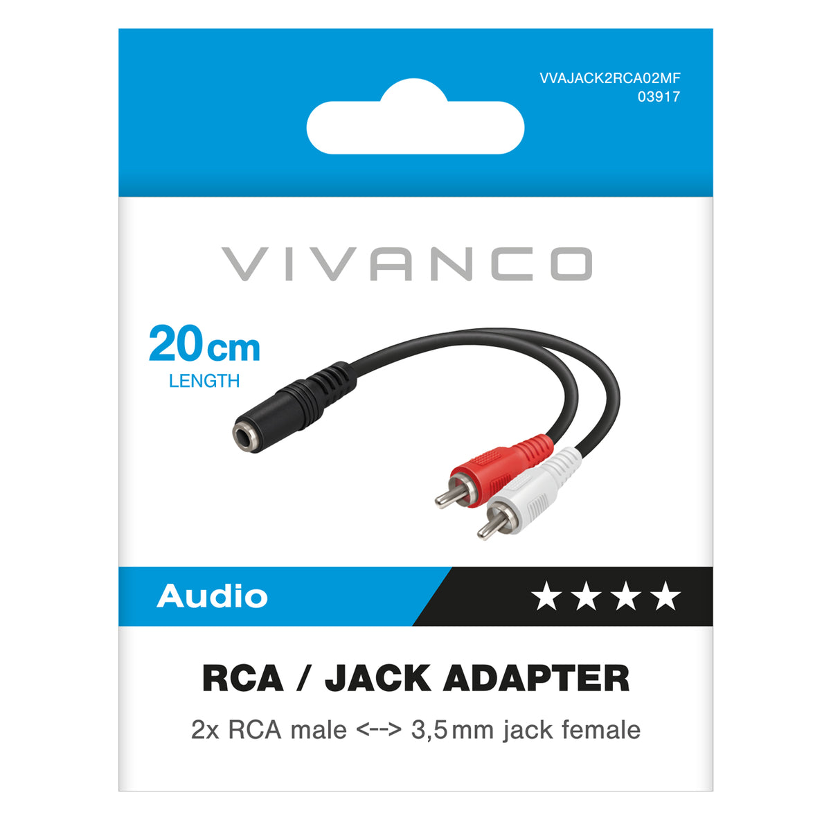 Cavo audio Jack 3,5 mm femmina a 2 RCA maschio