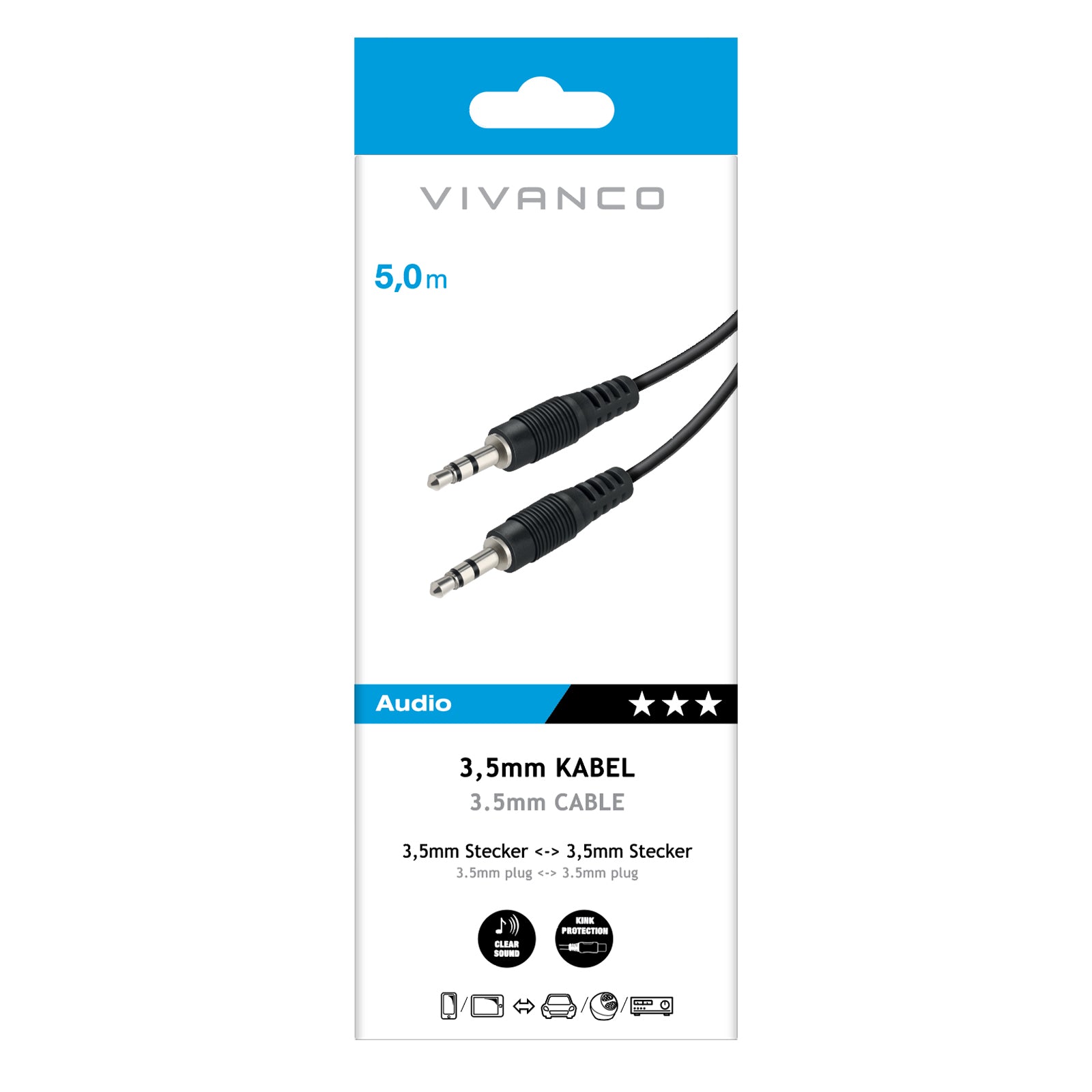 Cavo audio Jack 3,5 mm maschio - maschio
