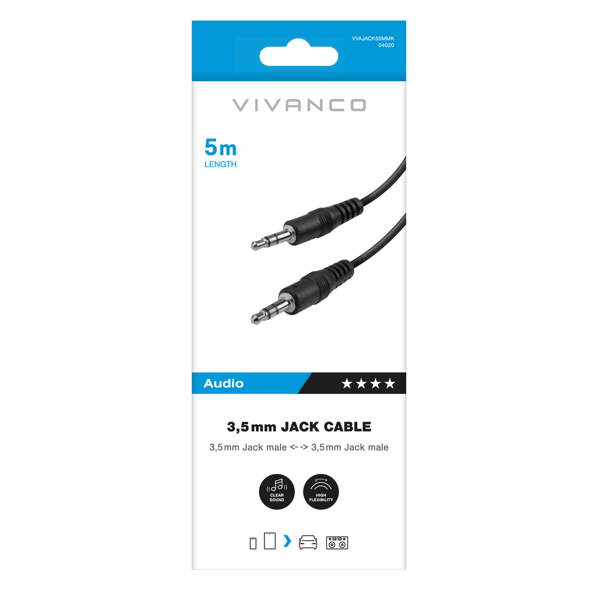 Câble audio jack 3,5 mm mâle vers jack mâle