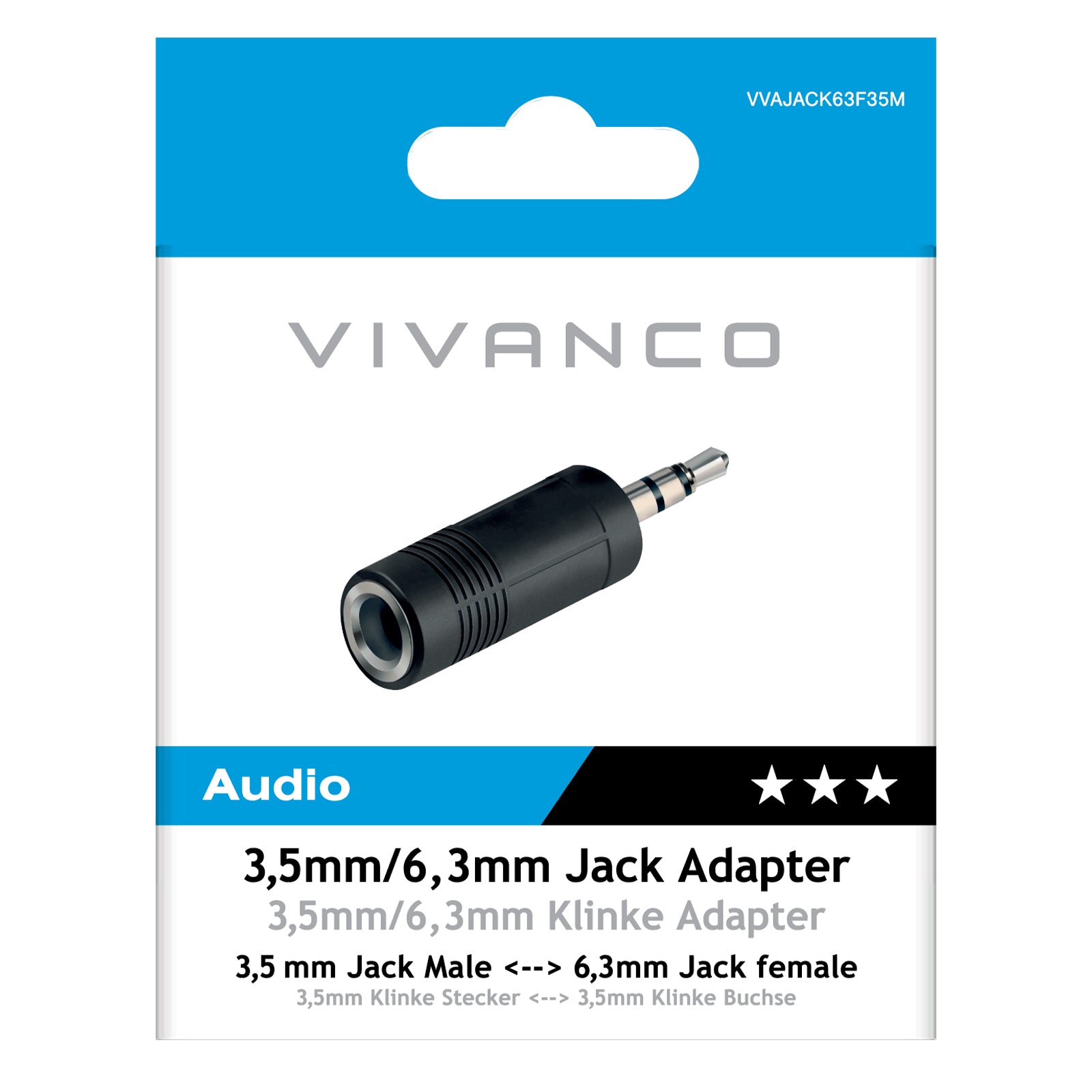 Adattatore audio femmina Jack 6,3 mm a Jack 3,5 mm maschio