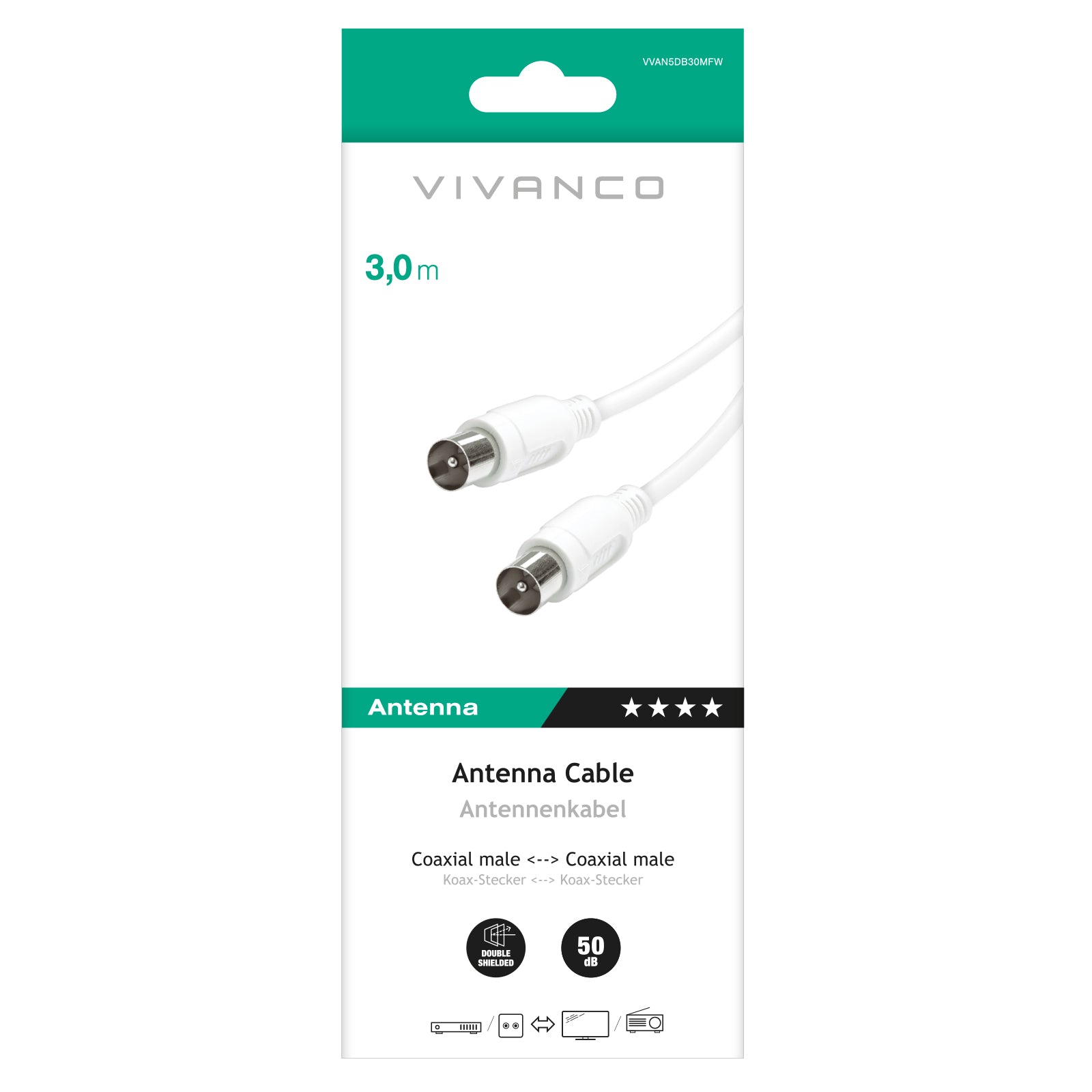 Cavo antenna maschio/maschio 50dB