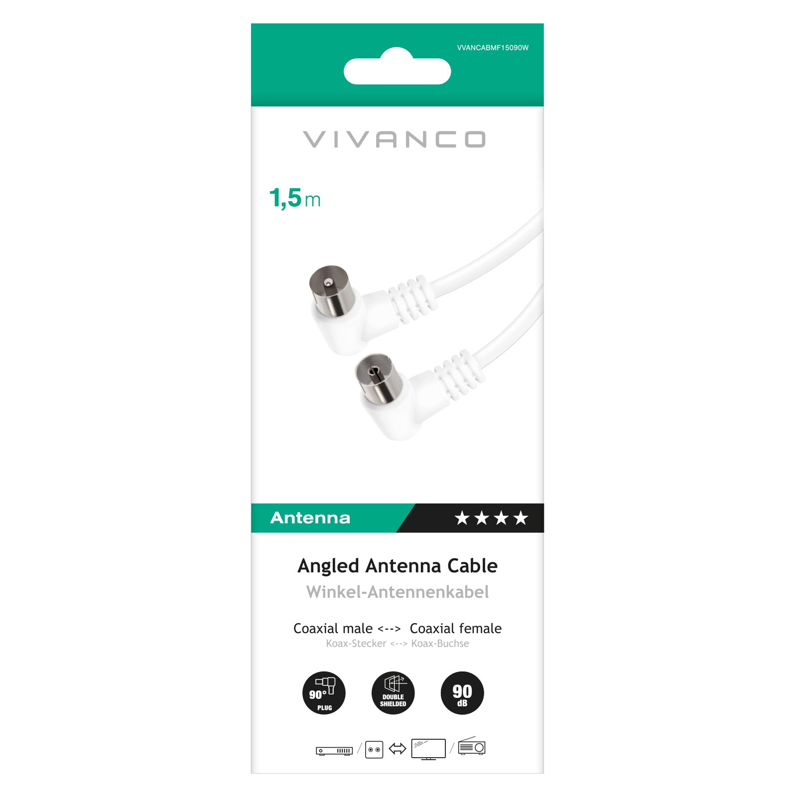 Cavo antenna 90dB con connettori angolati