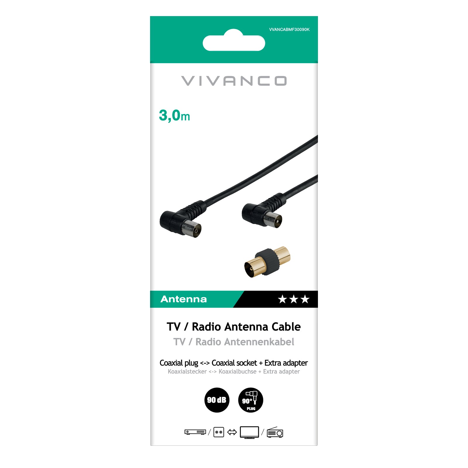 Cavo antenna 90dB con connettori angolati