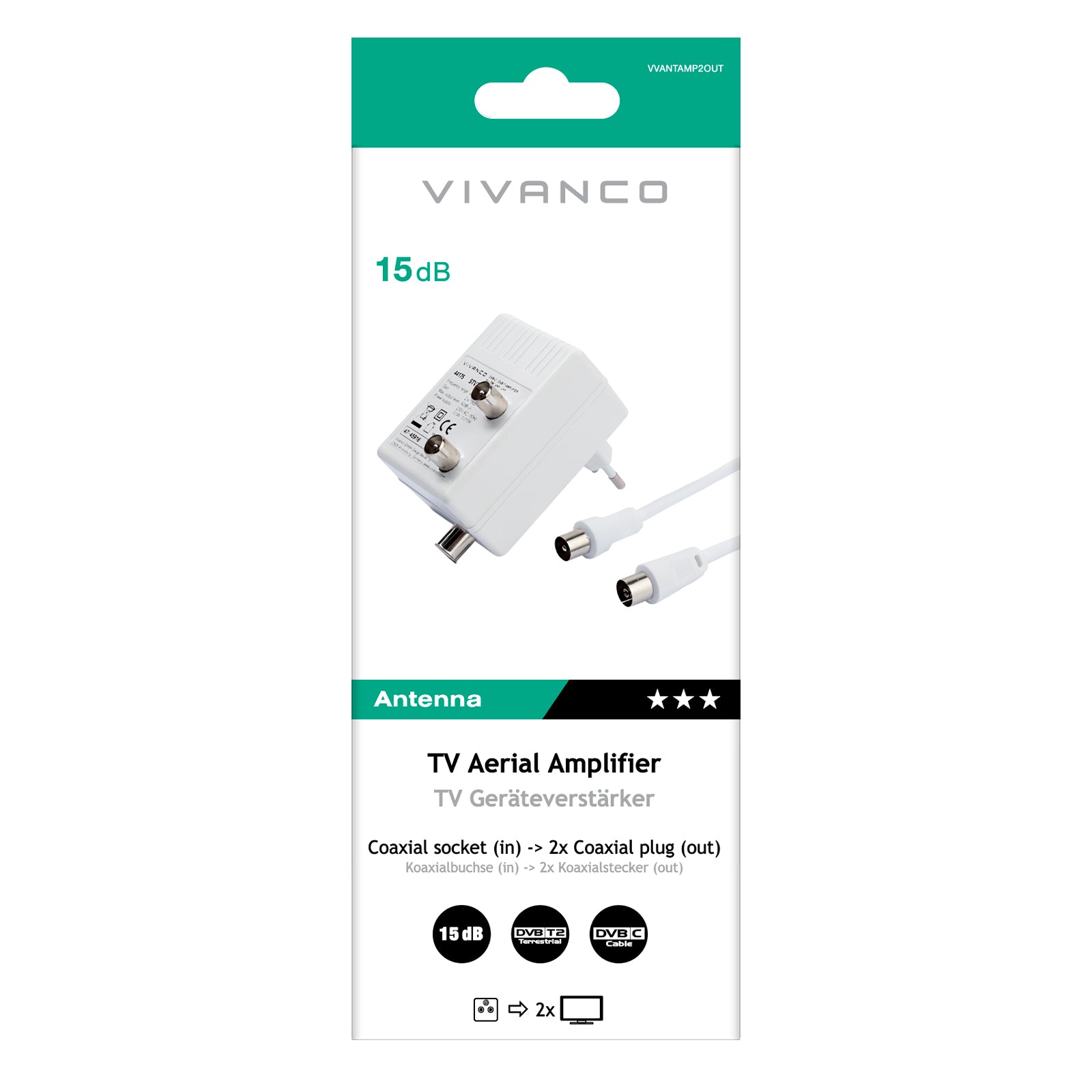 Amplificatore per due dispositivi DVB-C / DVB-T