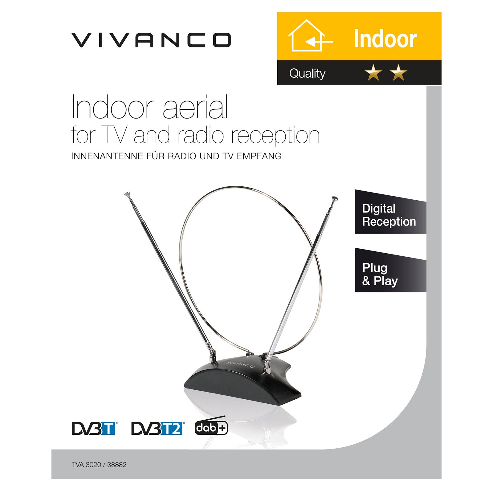 Antenna da interni ad anello per ricezione di TV e radio