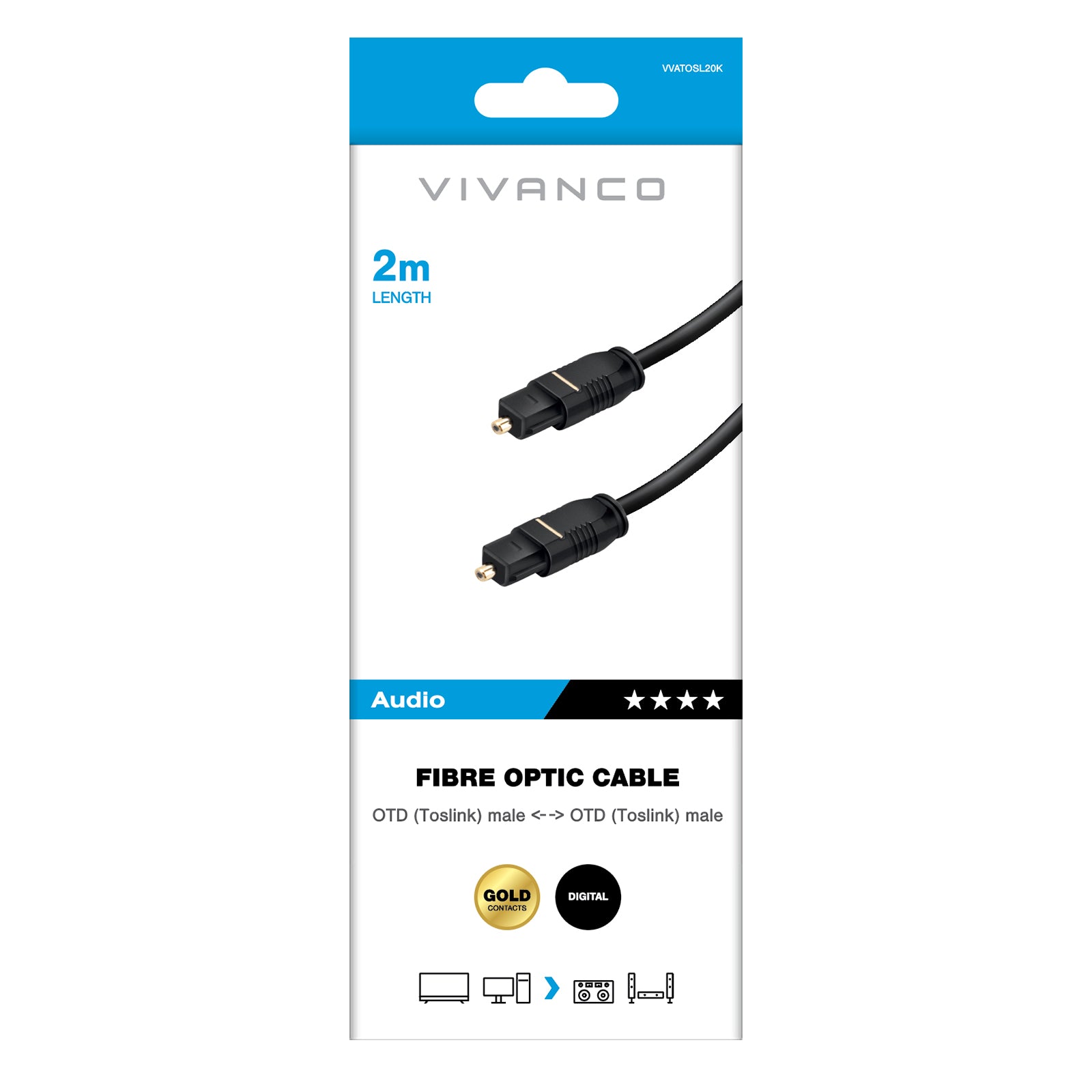 Cavo con connettori Toslink in fibra ottica