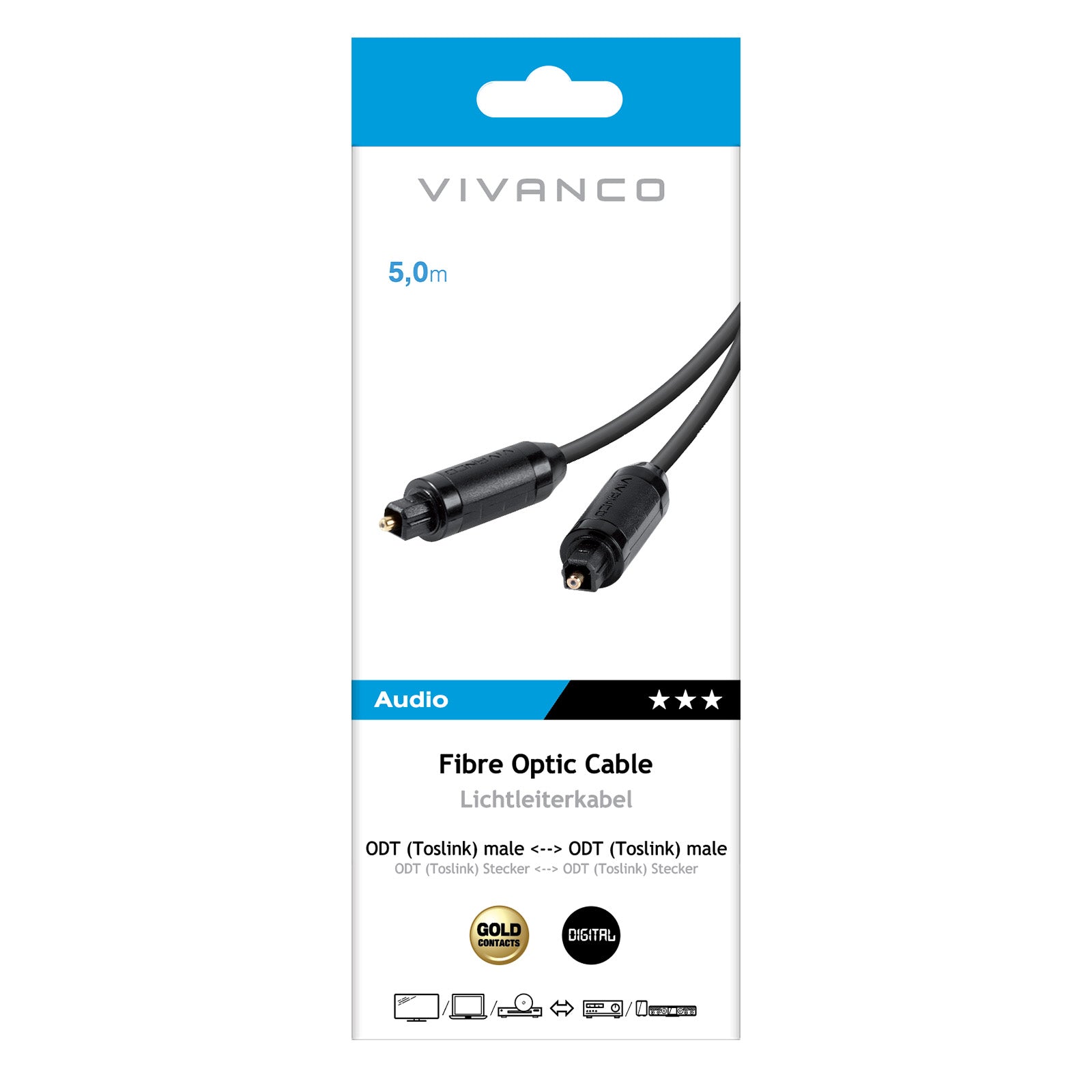 Cavo con connettori Toslink in fibra ottica