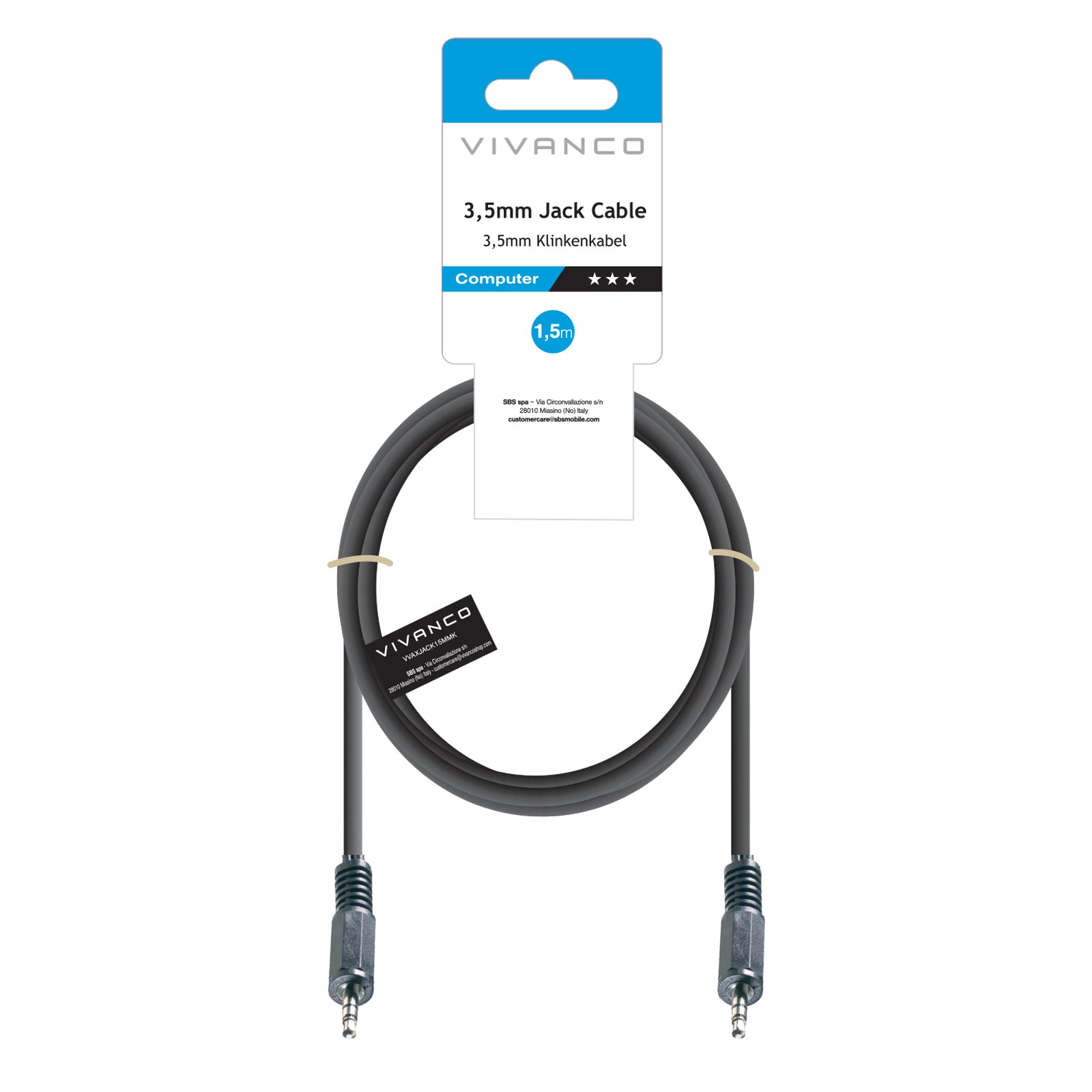 Cavo audio Jack 3,5 mm maschio - maschio