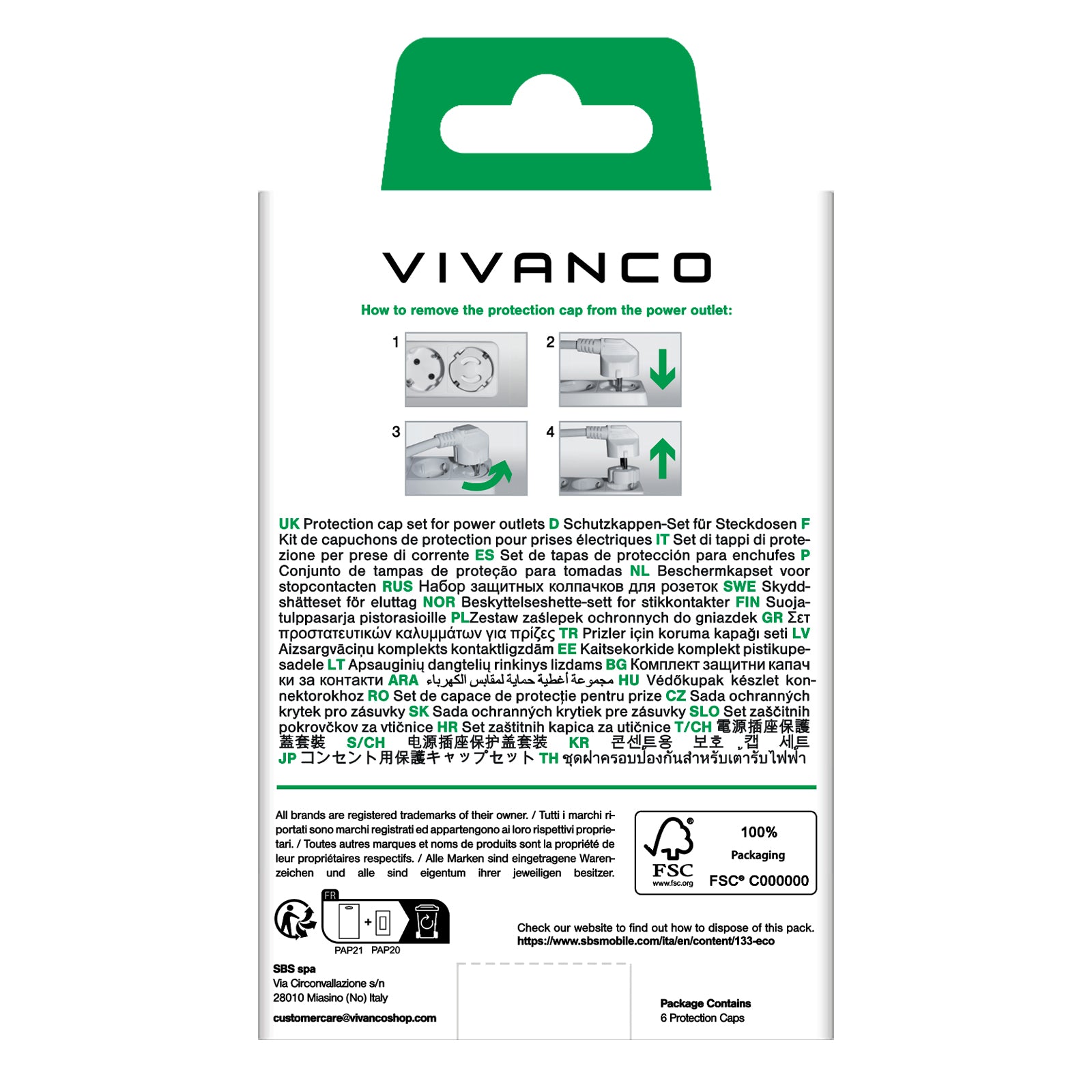 Set di 6 copripresa di sicurezza per Schuko
