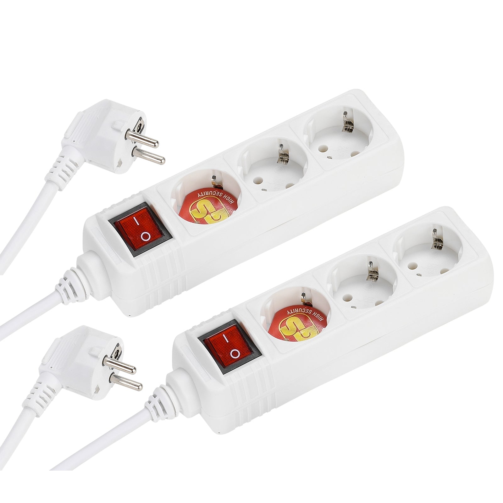 Set of 2 Schuko 3-port power strips