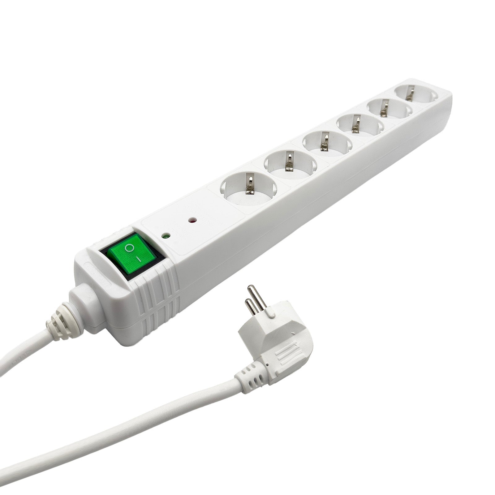 Regleta 6xSchuko con cable de 1,4m e interruptor blanco