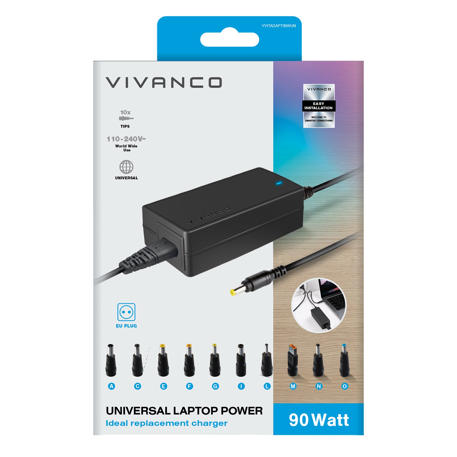 Alimentatore switching universale per notebook e netbook, 90 Watt