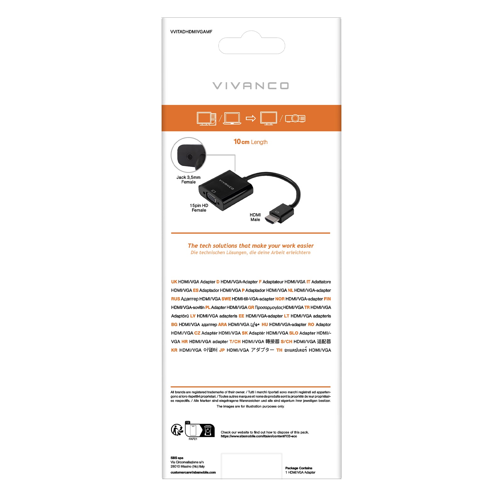 Adattatore HDMI maschio a VGA femmina