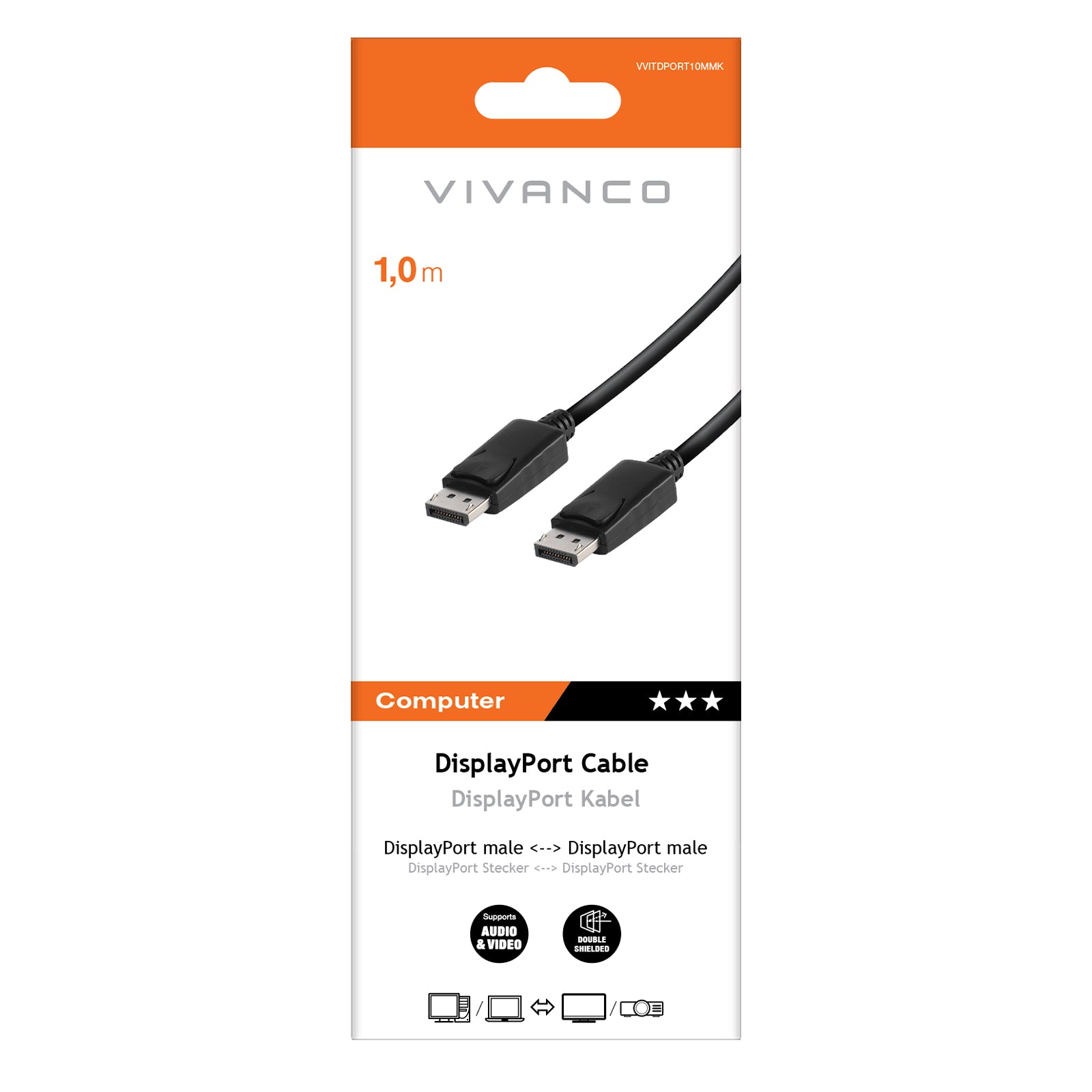 Kabel mit 2 DisplayPort-Steckern auf Stecker