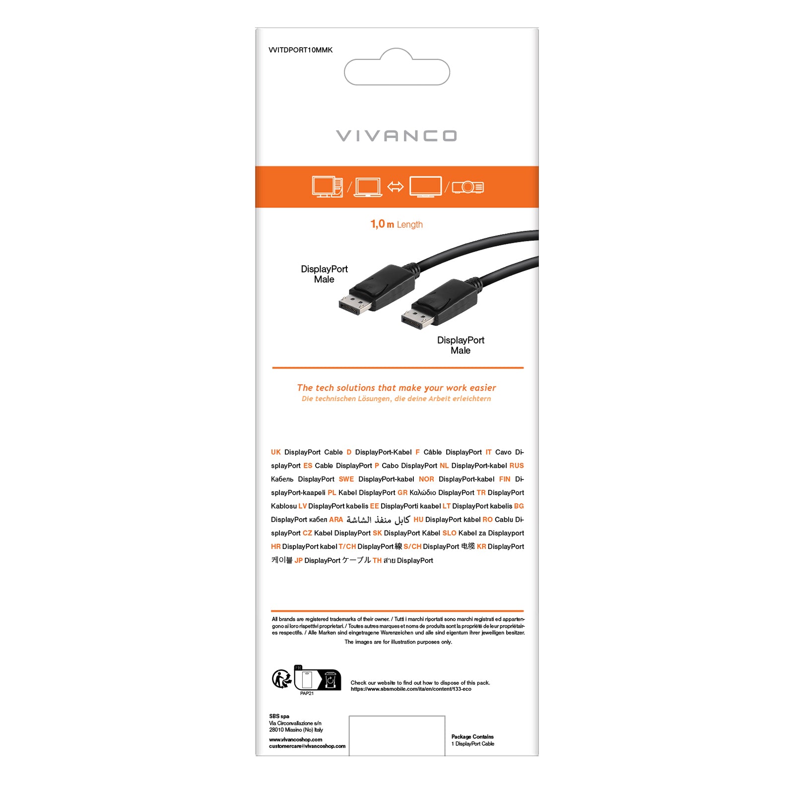 Kabel mit 2 DisplayPort-Steckern auf Stecker