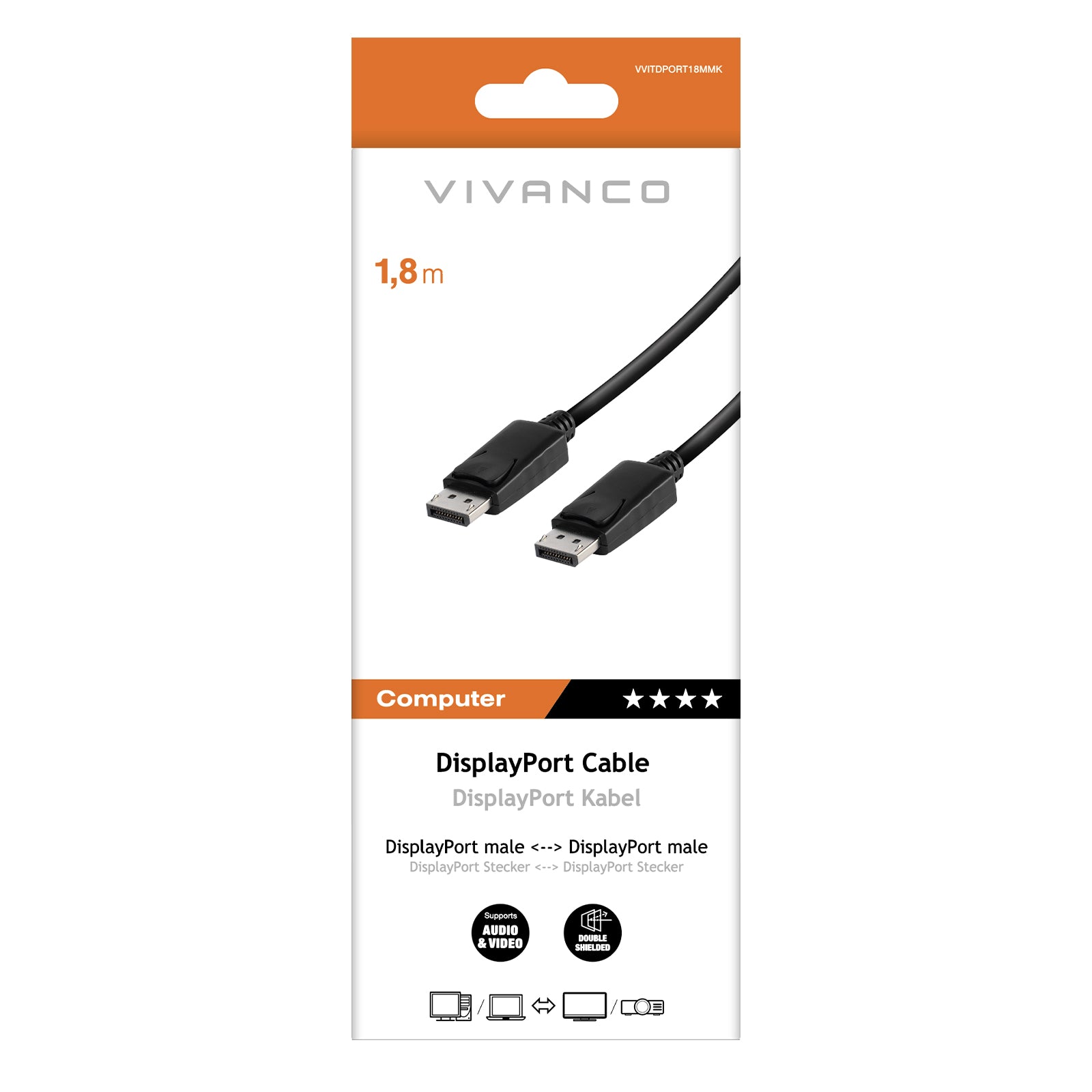 Câble avec 2 DisplayPort mâle vers mâle