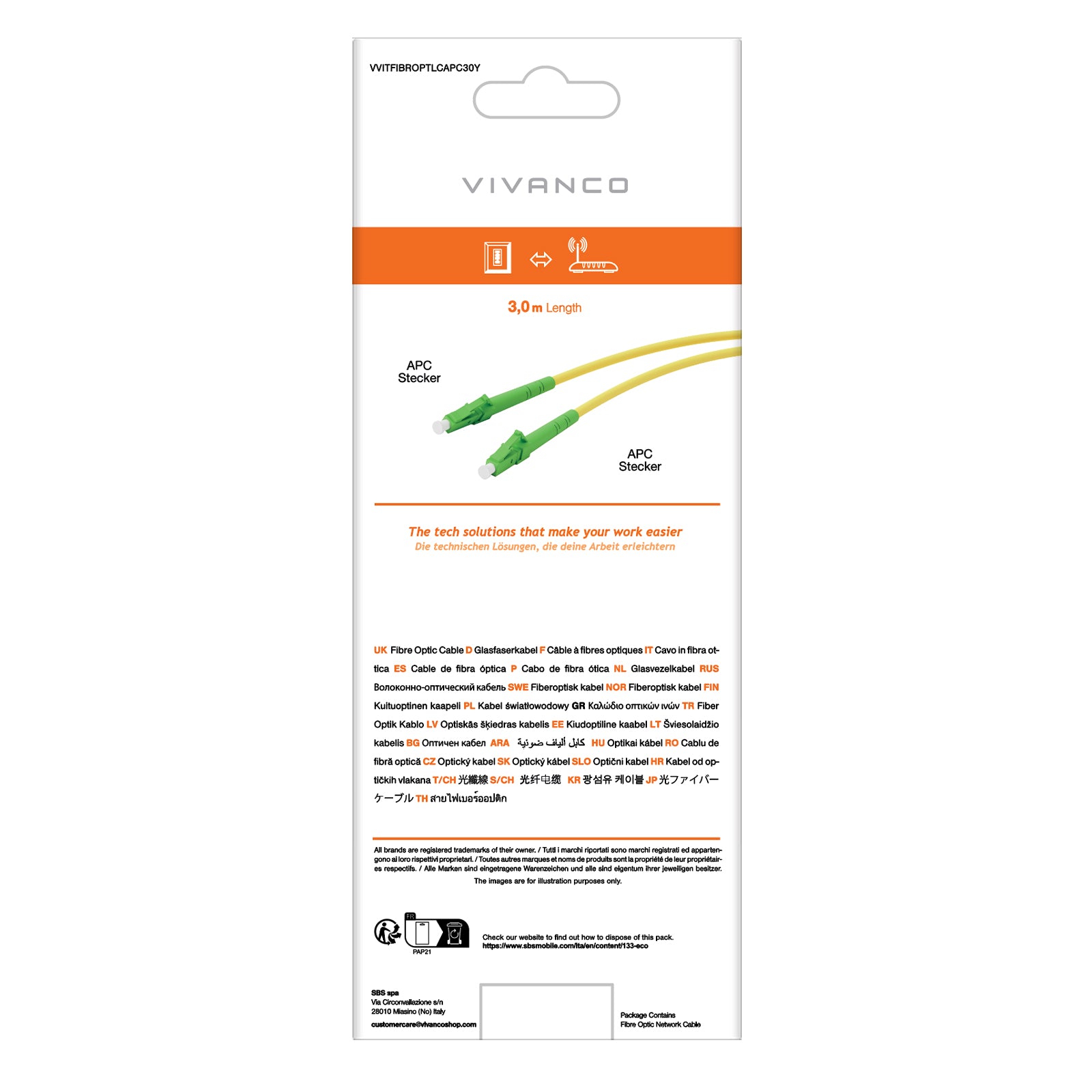 Cavo di rete LC/APC in fibra ottica