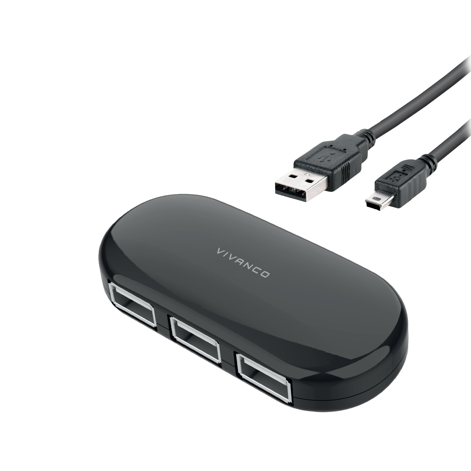 4-Port USB-A 2.0 Hub with Optional Power Supply