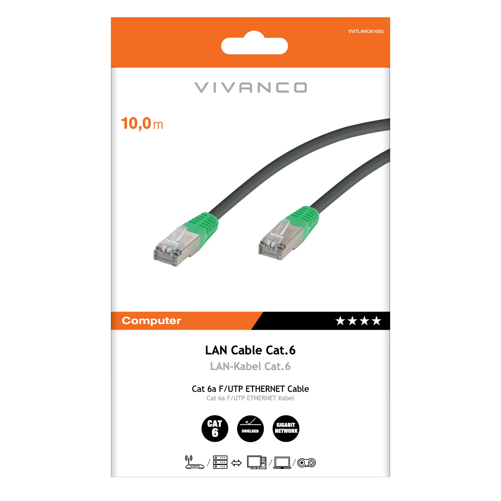CAT 6 Network Cable, F/UTP, 10 m
