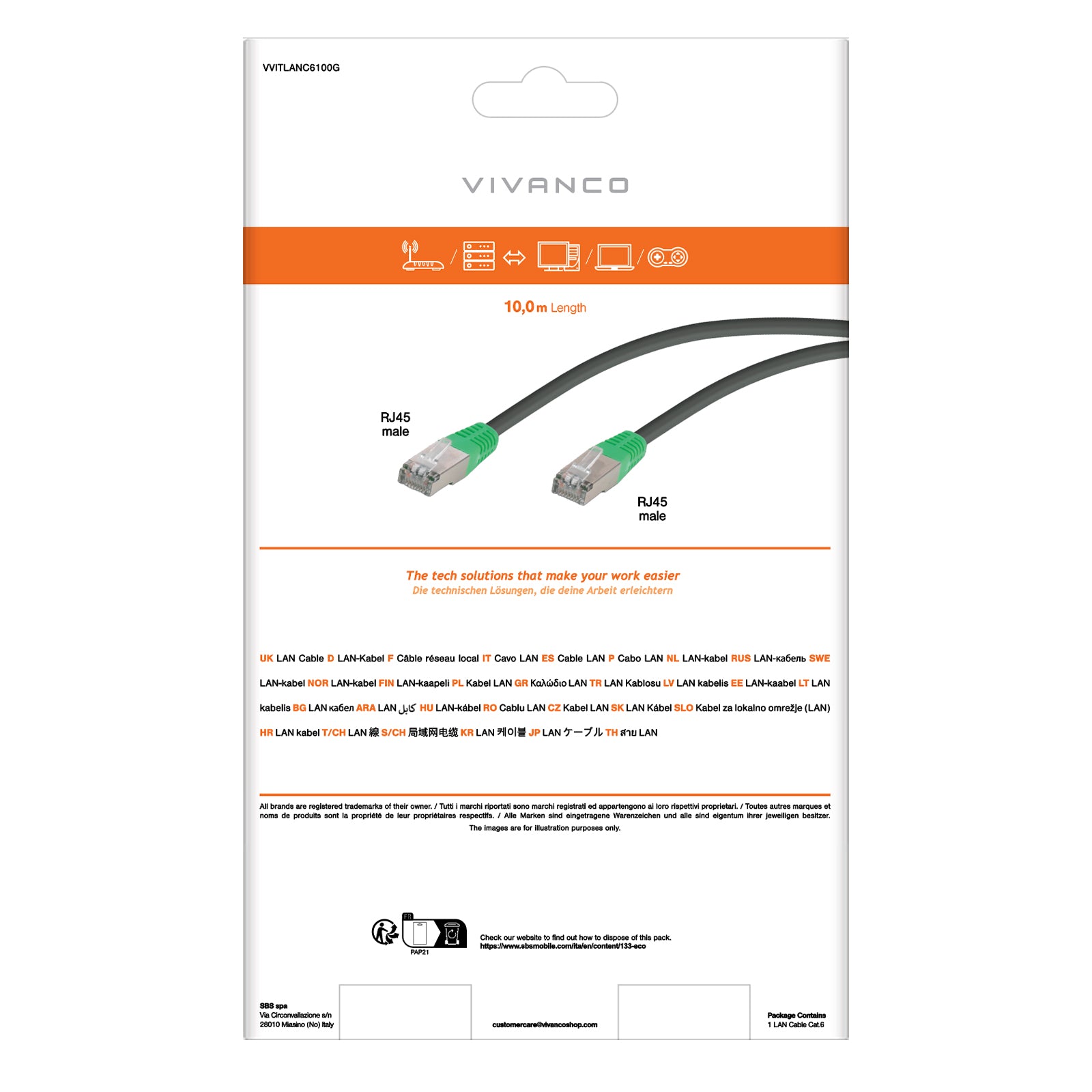 CAT 6 Network Cable, F/UTP, 10 m