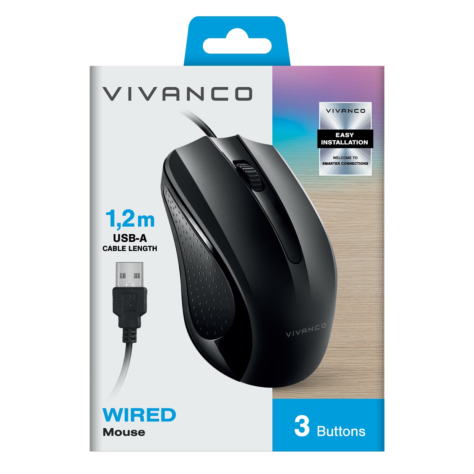 Mouse compatto con 3 pulsanti, 1000 dpi