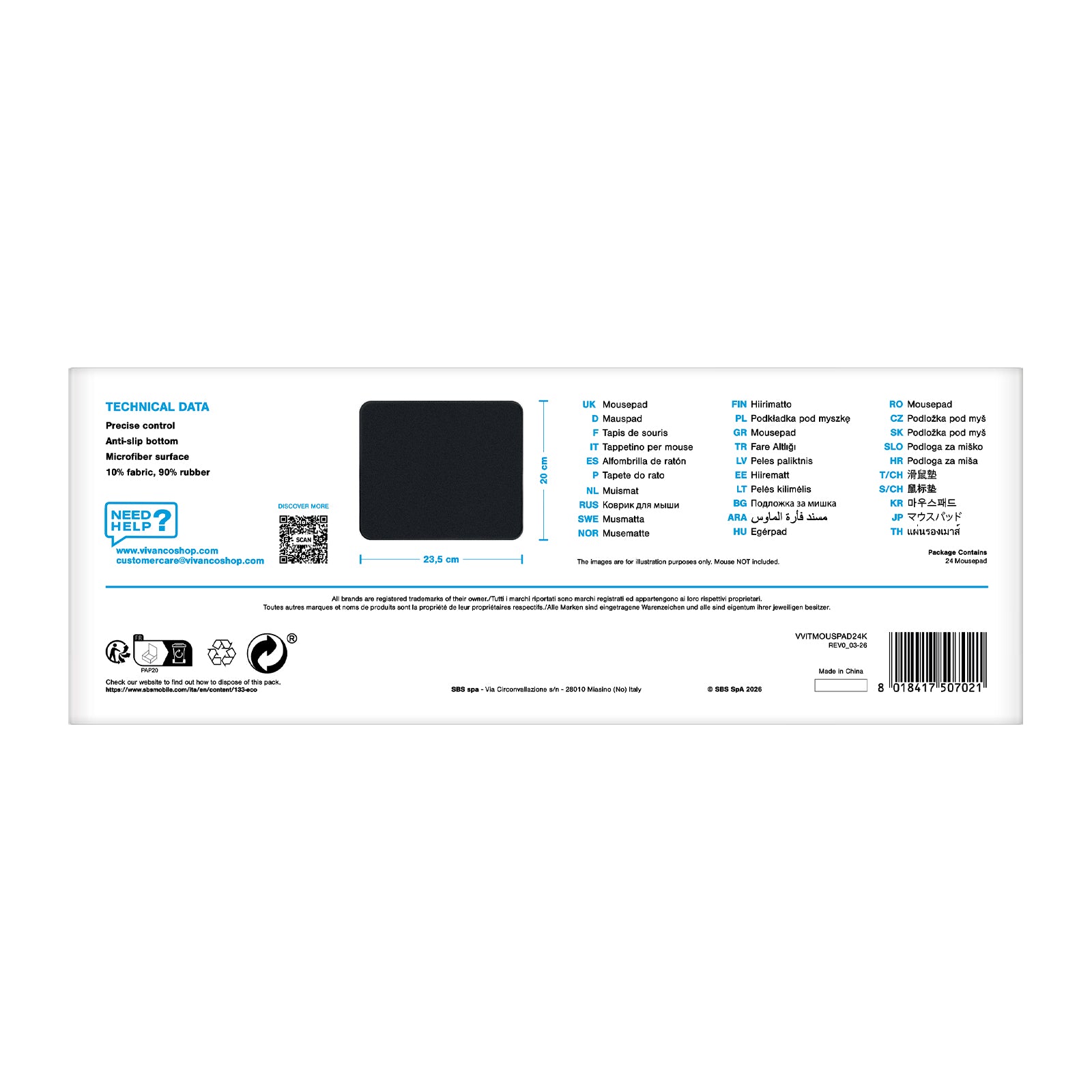 Tappetini per mouse ultra piatti, 24 pz.