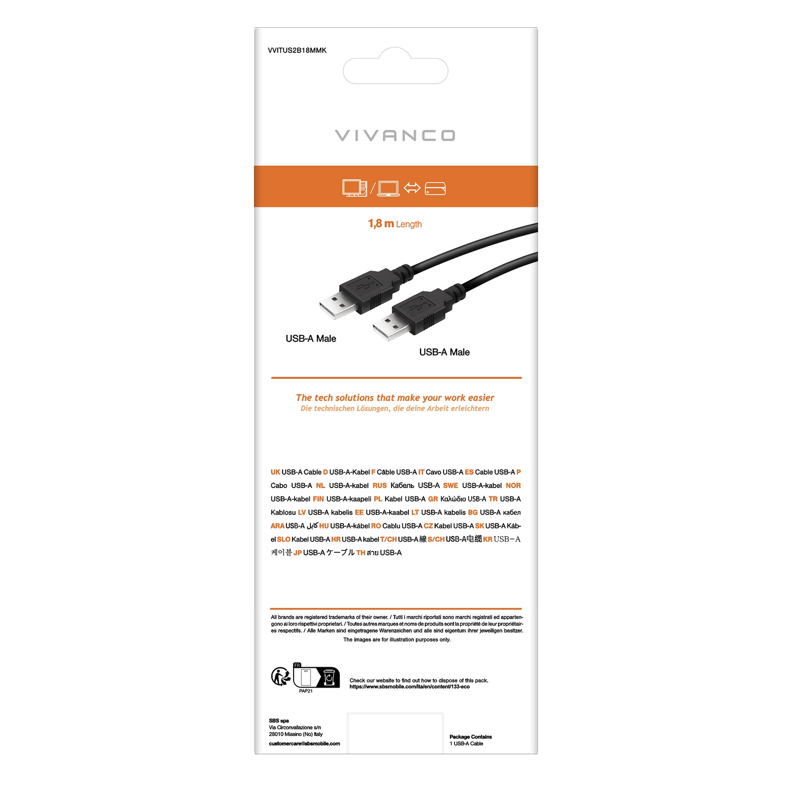 Cavo USB 3.0 Tipo A maschio