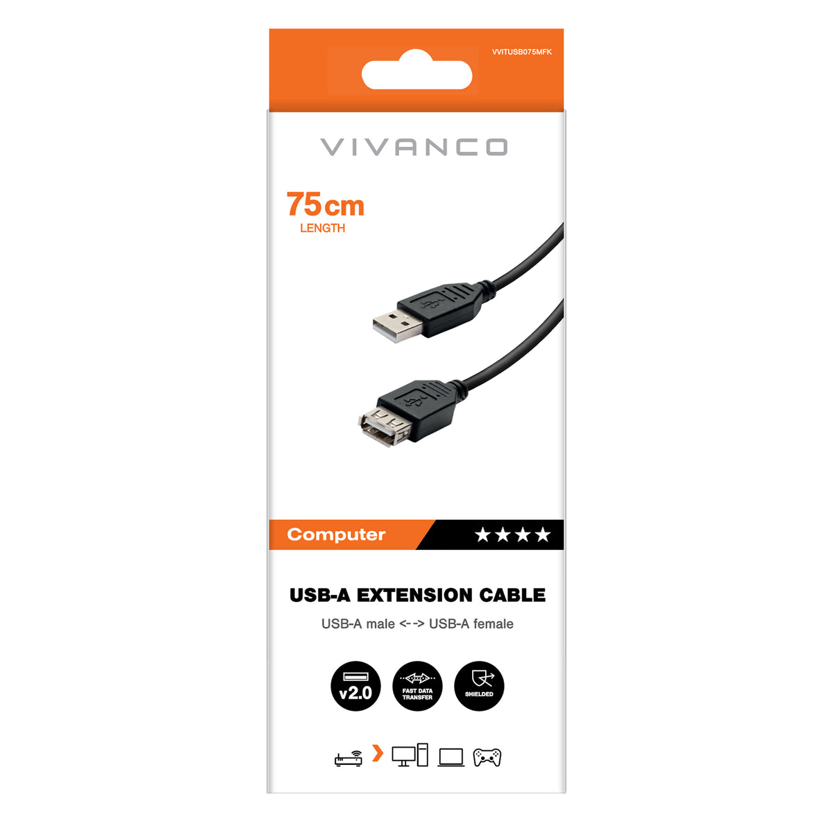 USB 2.0 Type A Male to Female Extension Cable