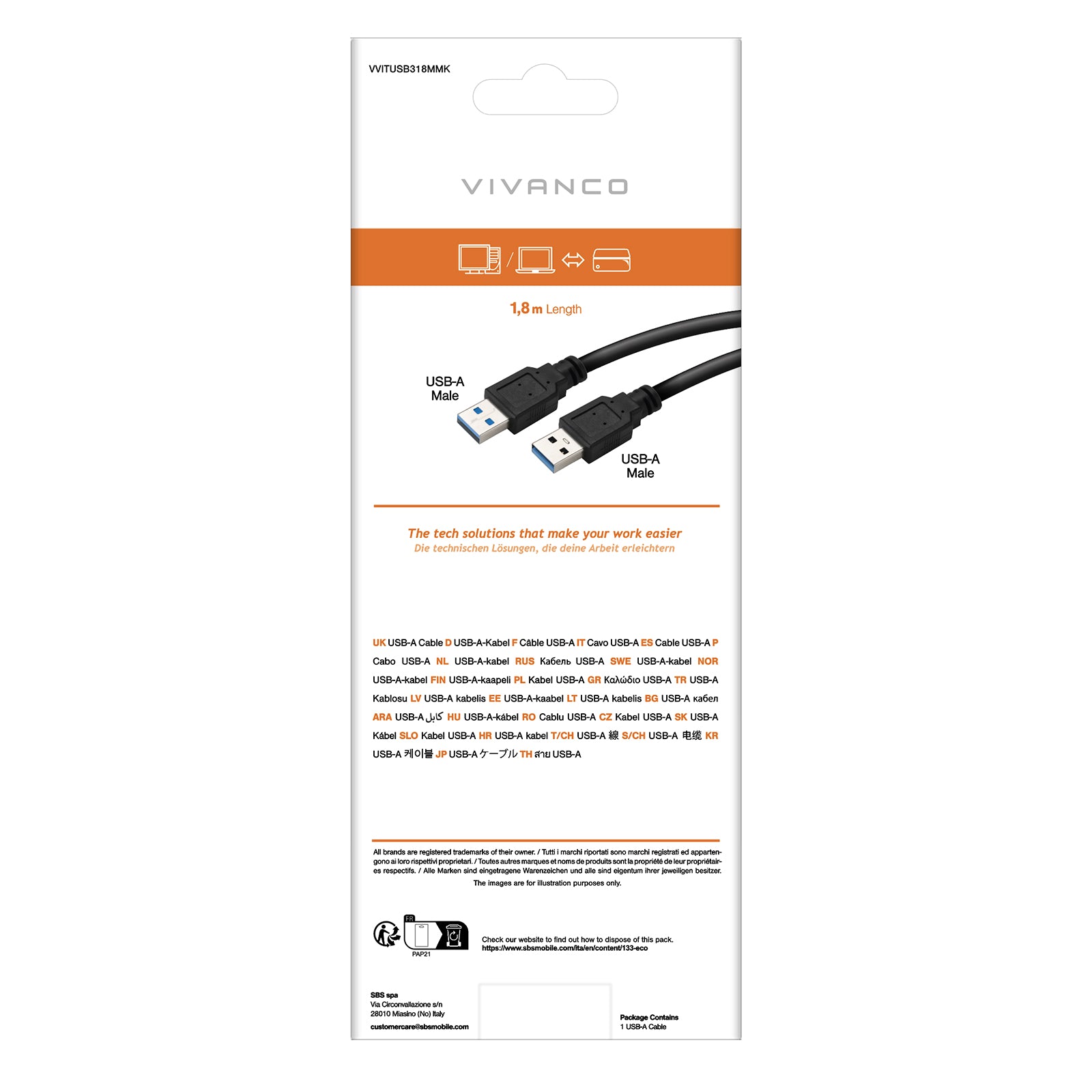 Cavo USB 3.0 Tipo A maschio